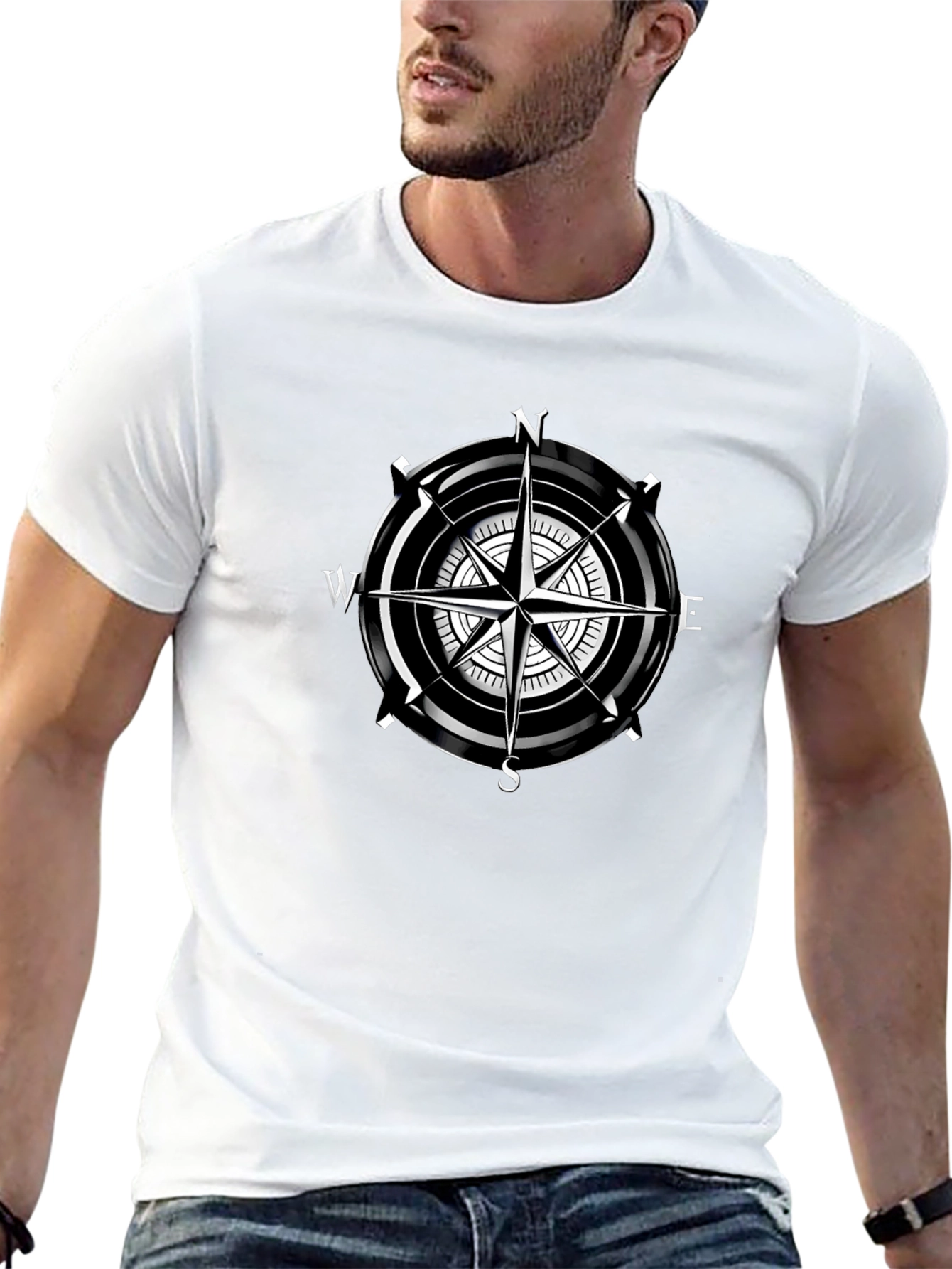 Compass Rose Graphic Black T-Shirt