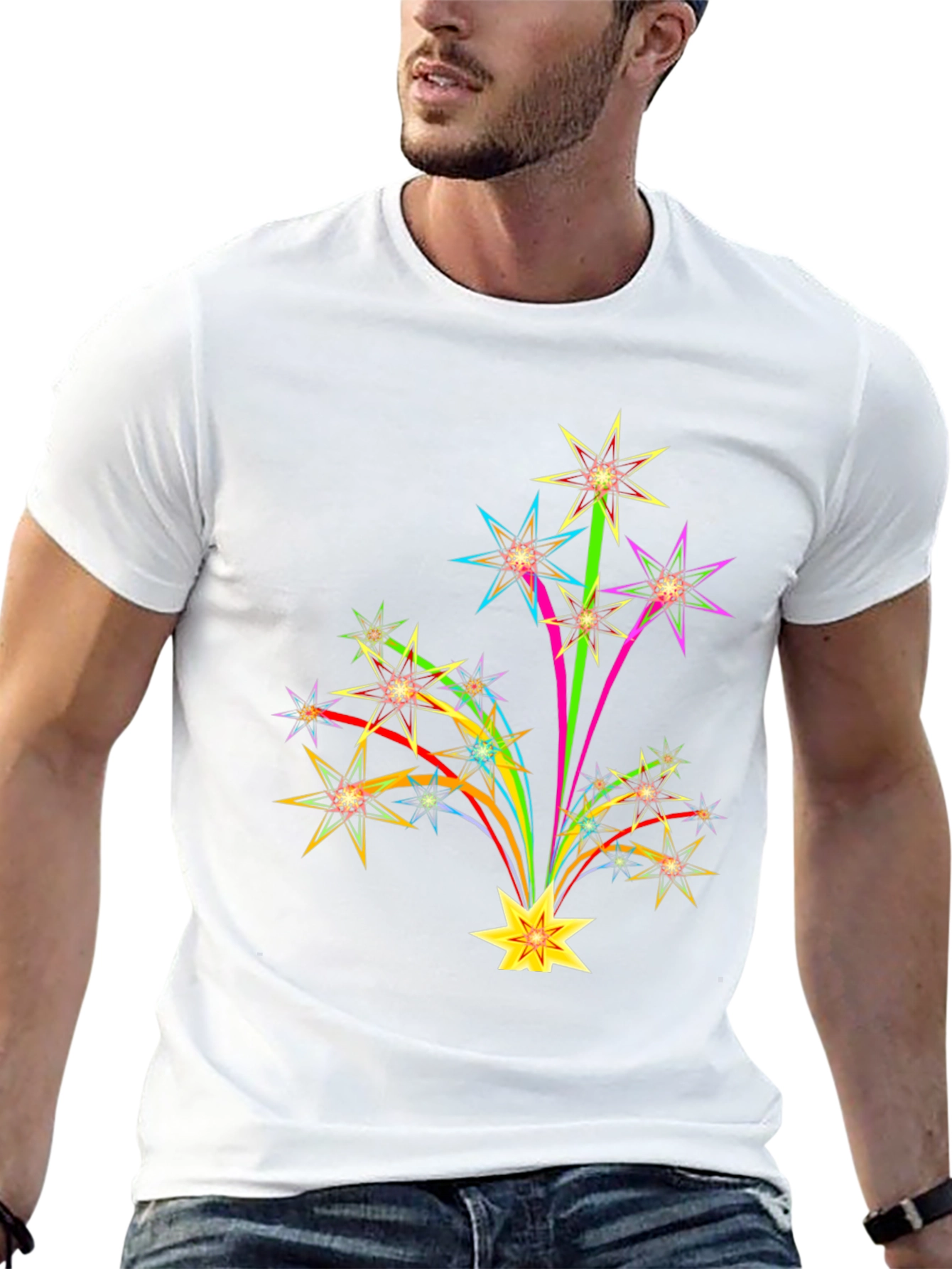 Starburst Graphic Print Black T-Shirt