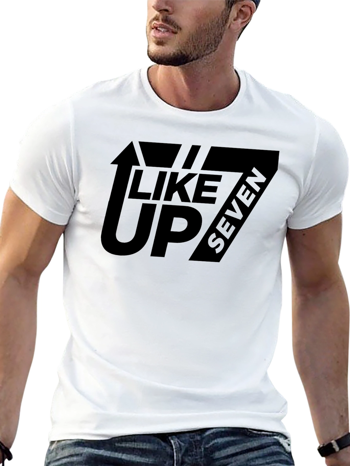 Like Up Seven Mens Black Graphic Tee