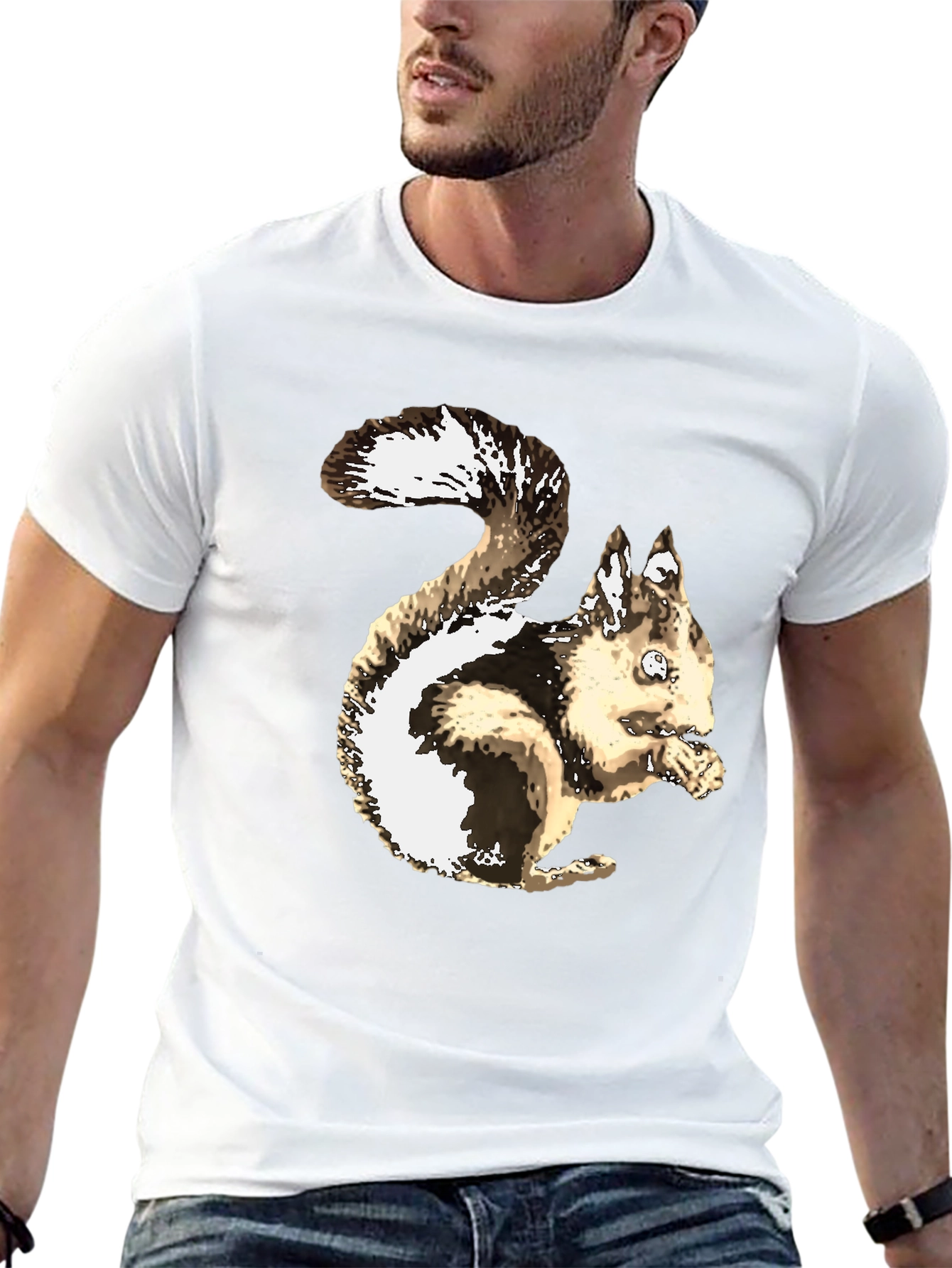 Squirrel Graphic T-Shirt - Casual Black Tee