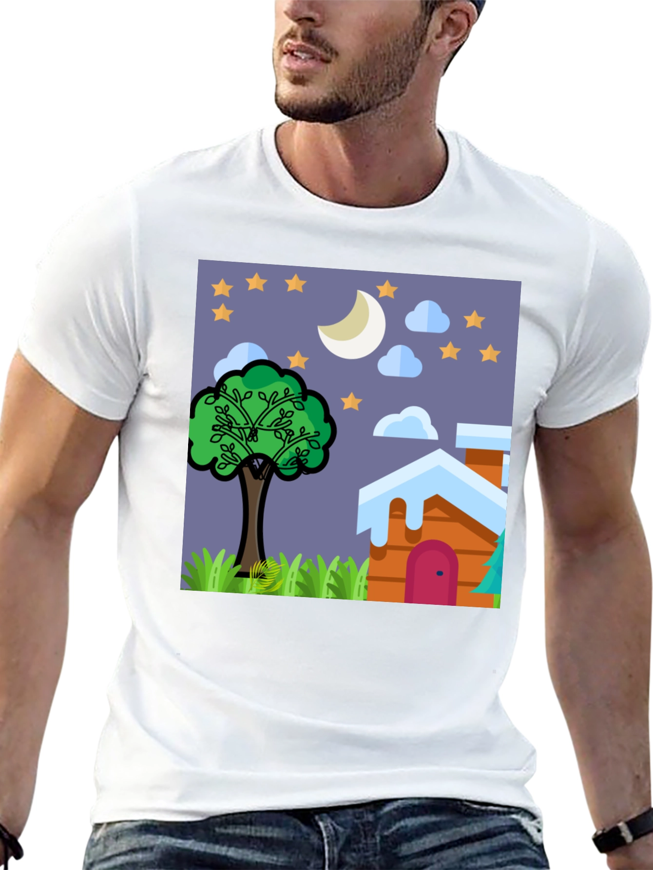 Nighttime Cartoon Graphic Tee
