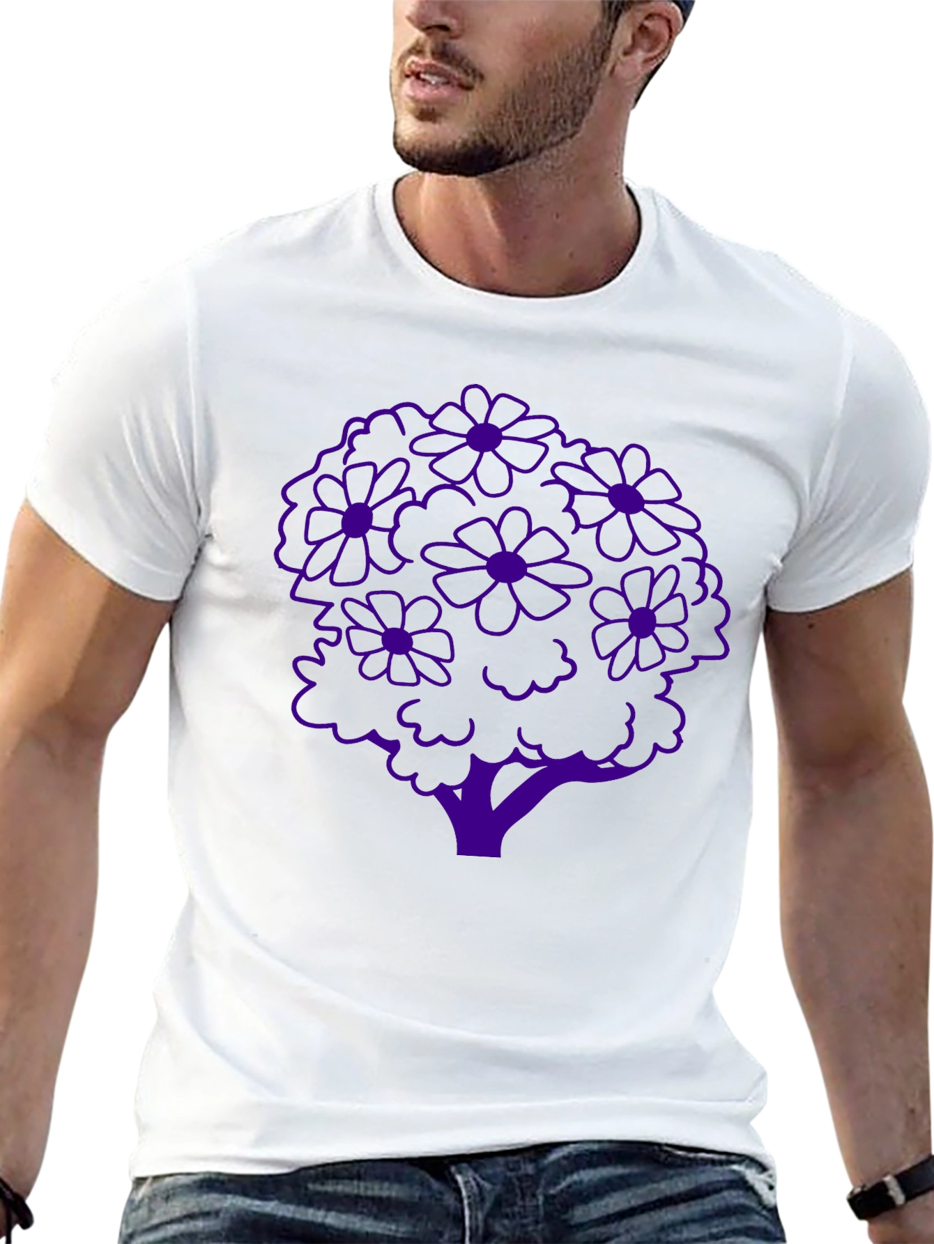 Floral Tree Graphic Tee - Stylish Black T-Shirt