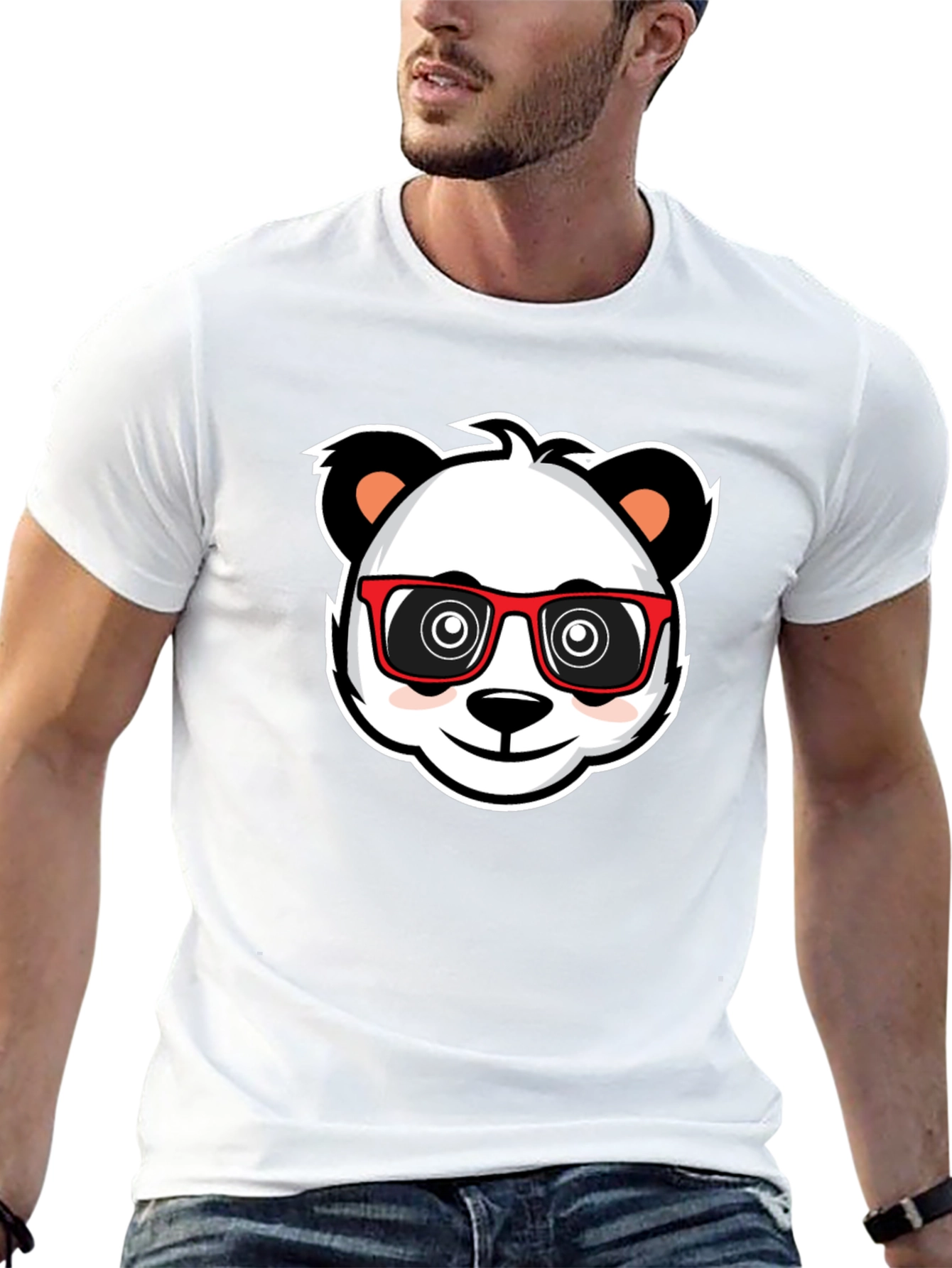 Cool Panda in Glasses Black T-Shirt