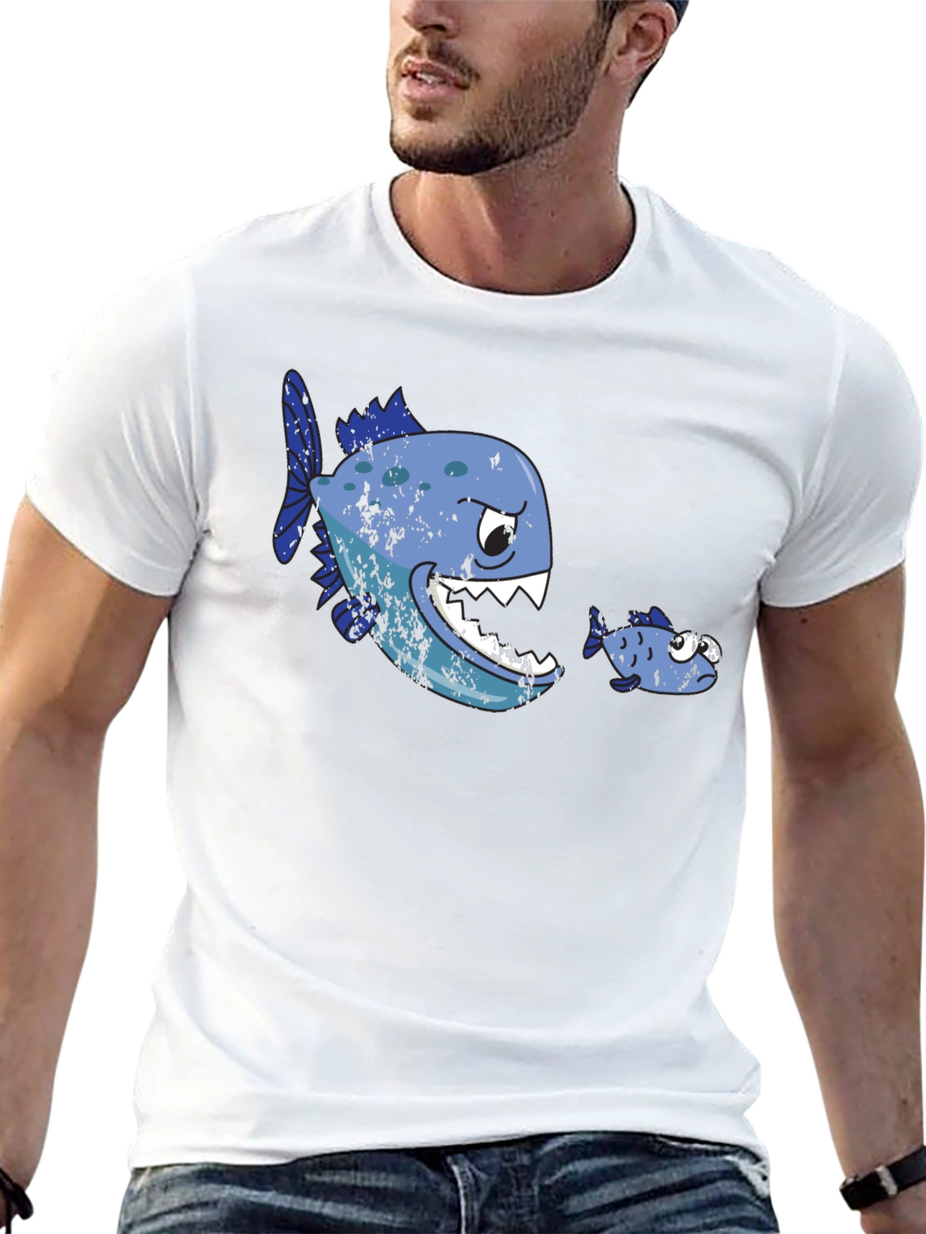 Funny Fish T-Shirt - Big Fish Eats Little Fish