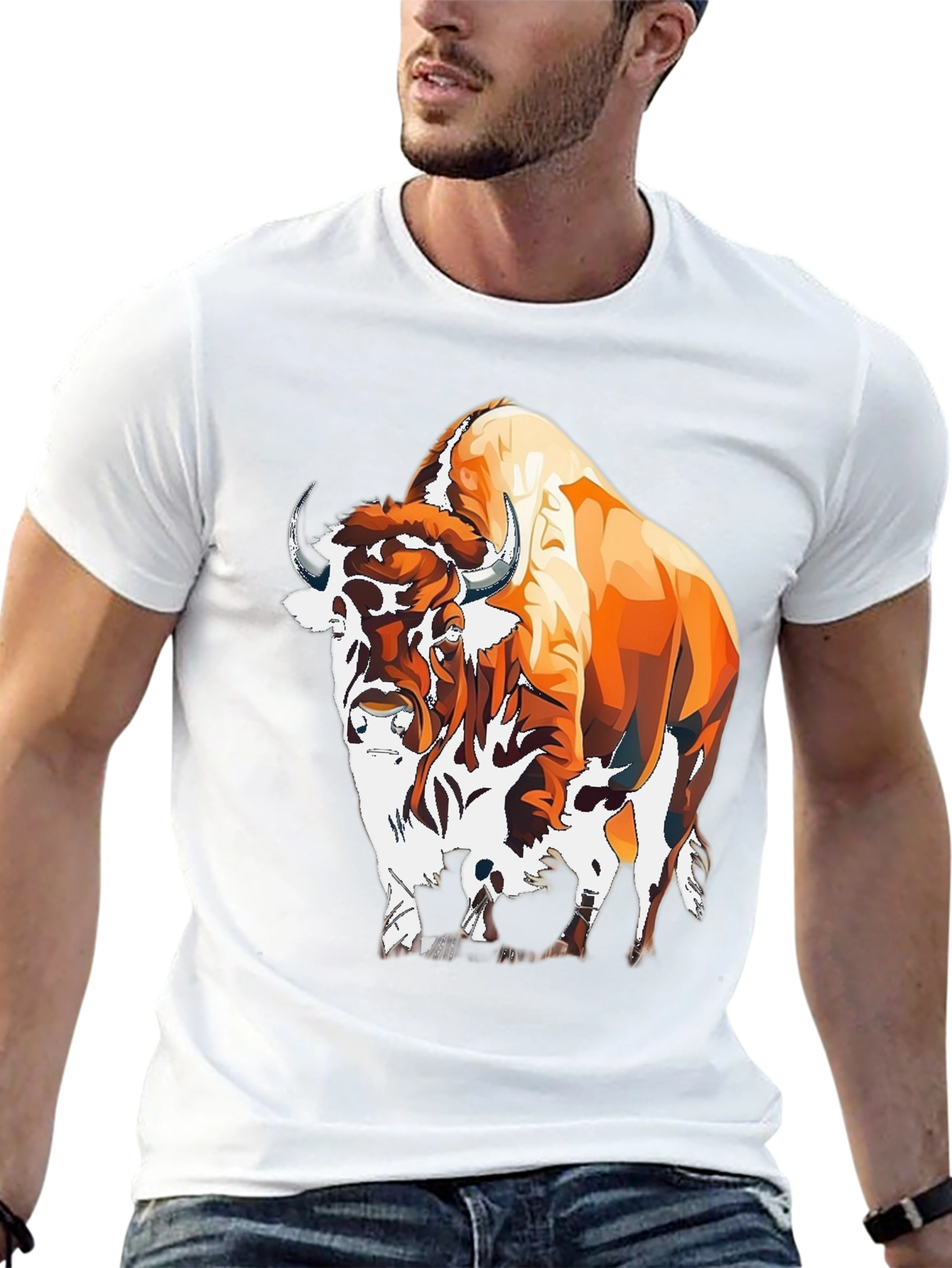 Buffalo Graphic Tee - Cool Animal Design Shirt