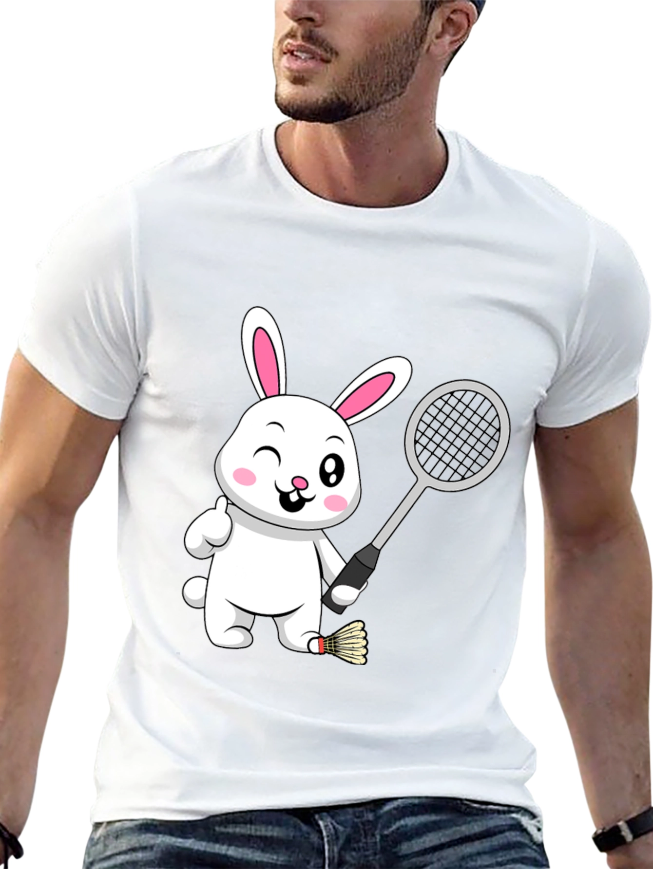Badminton Bunny Black T-Shirt