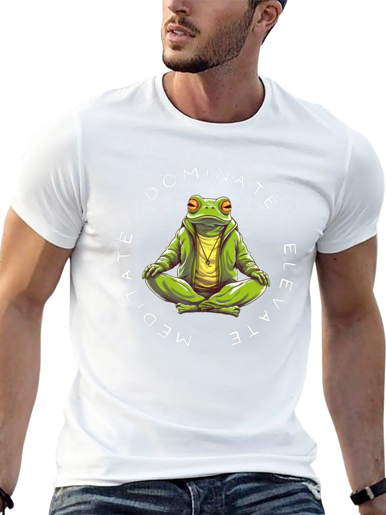 Meditate Dominate Elevate Frog Graphic T-Shirt