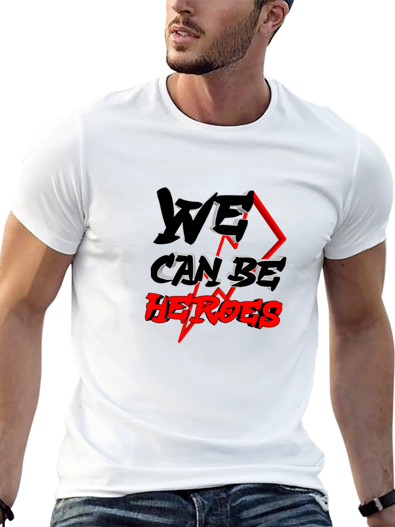 We Can Be Heroes Black Graphic Tee