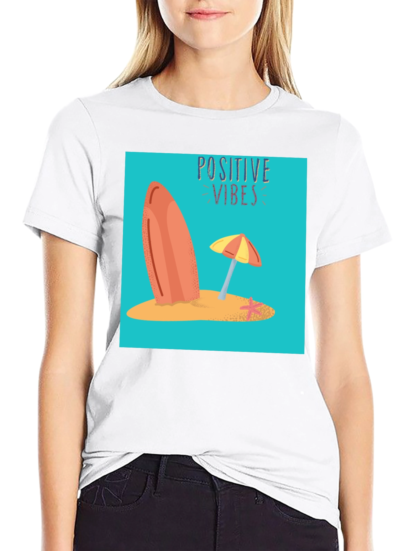 Positive Vibes Graphic T-Shirt - Beach Surf Design