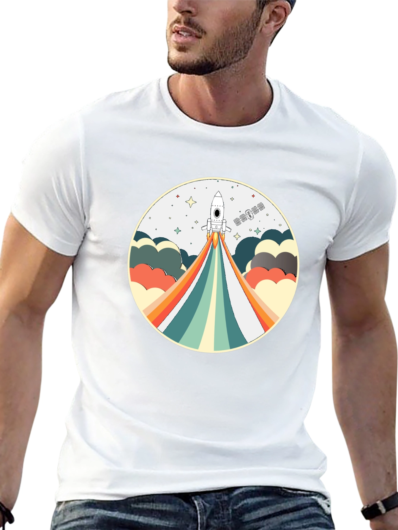 Retro Rocket Launch T-Shirt - Space Adventure Tee