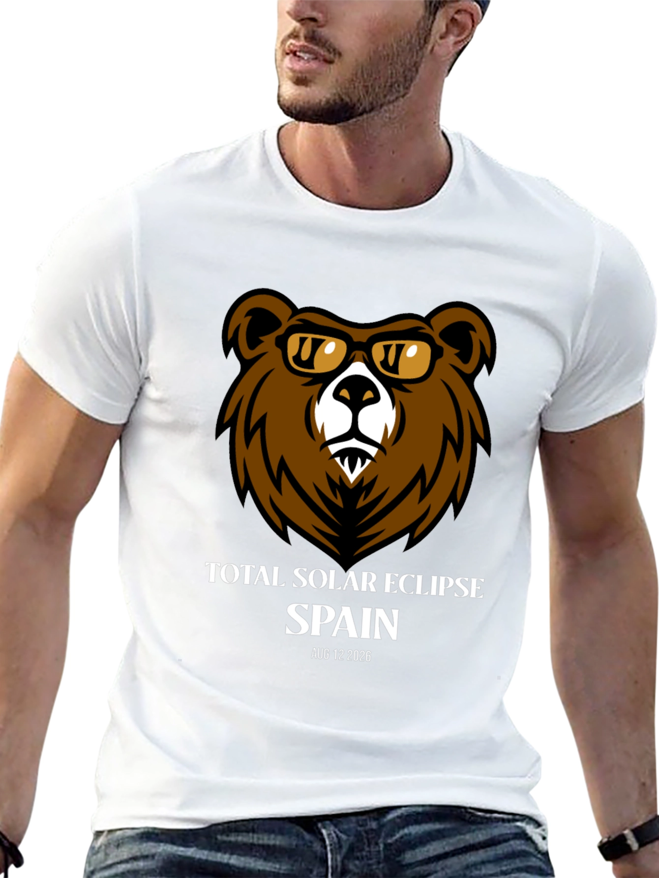 Total Solar Eclipse Spain 2026 Bear T-Shirt