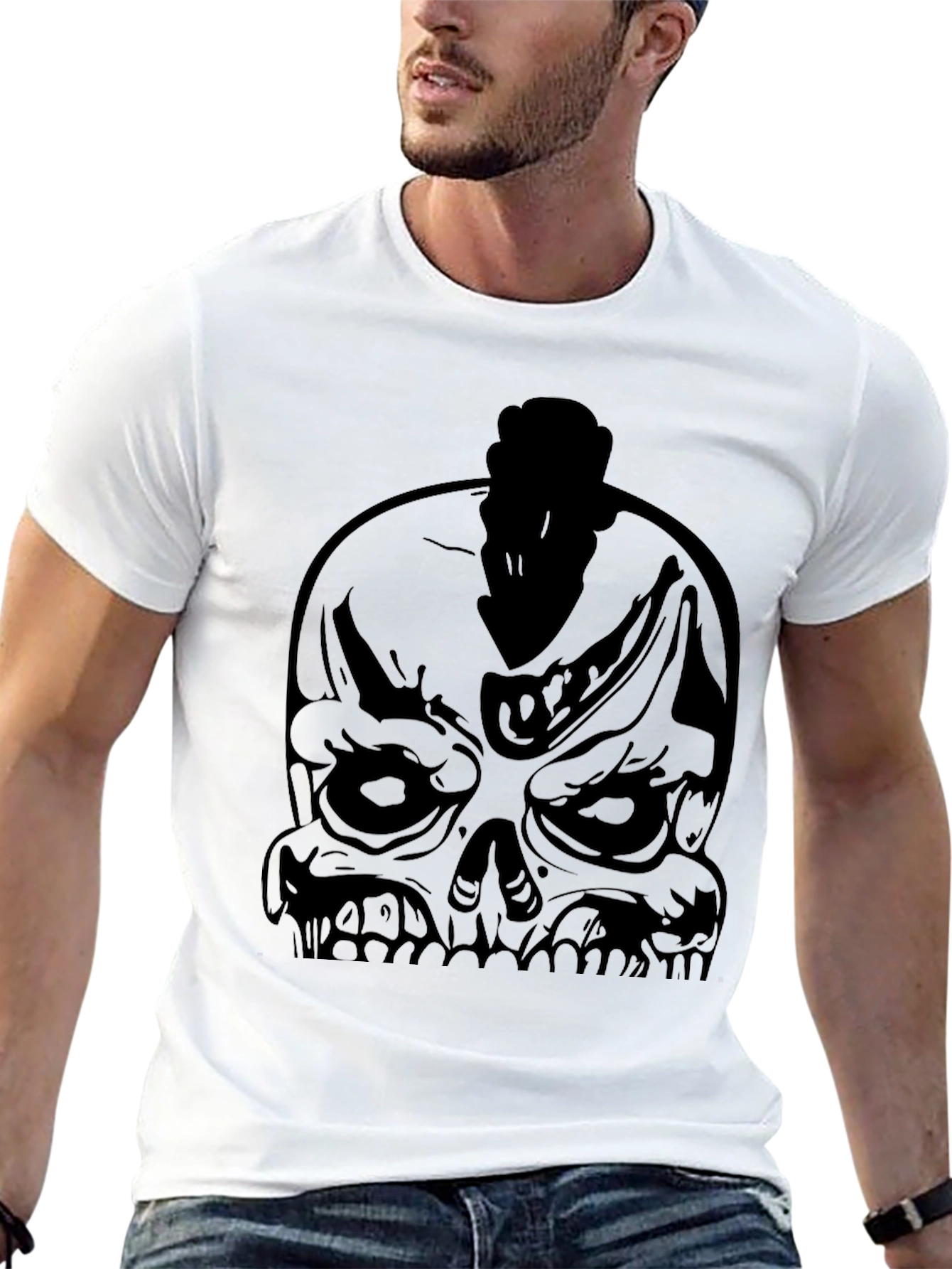 Skull Mohawk Graphic Black T-Shirt