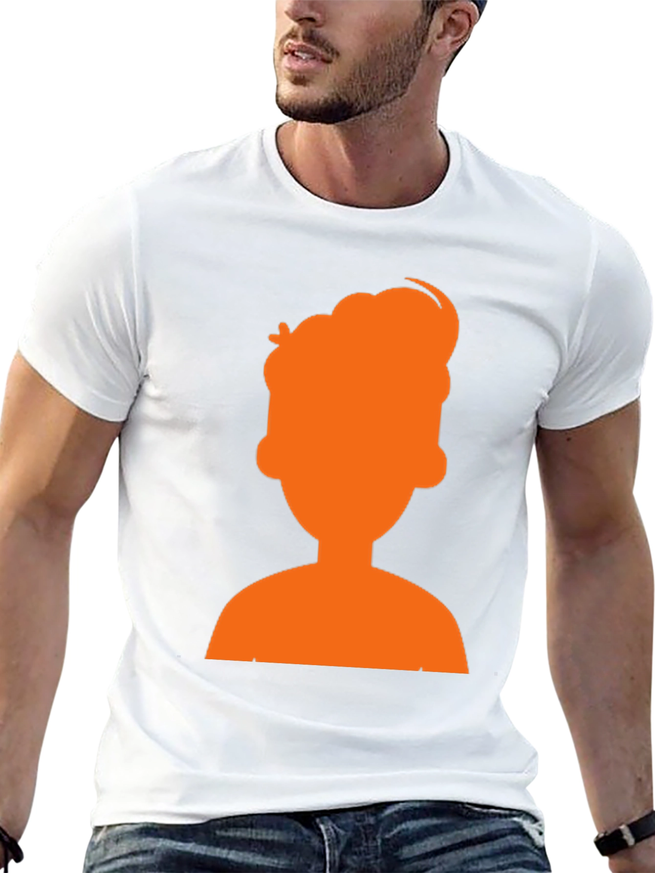 Orange Silhouette Graphic Black T-Shirt