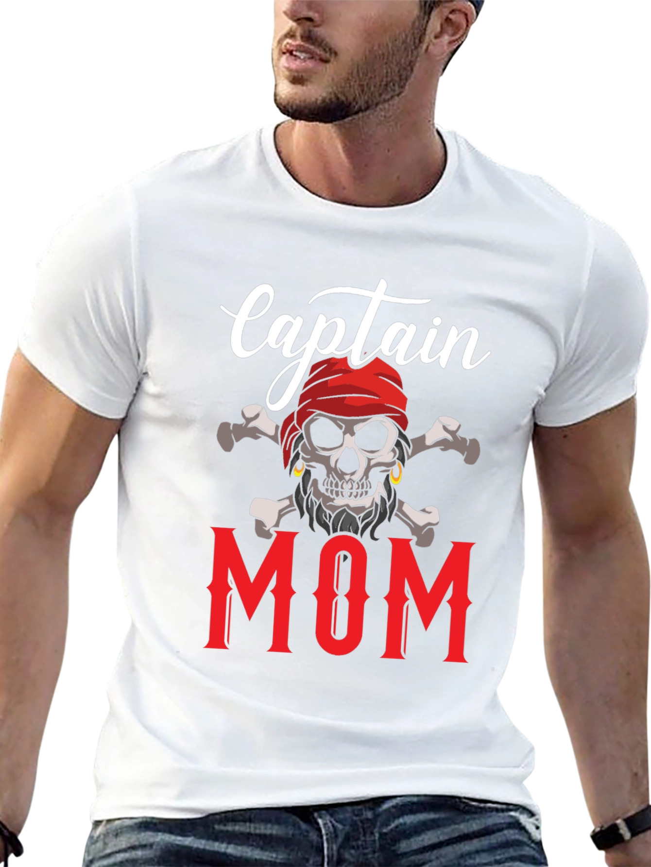 Captain Mom T-Shirt - Pirate Skull Graphic Tee