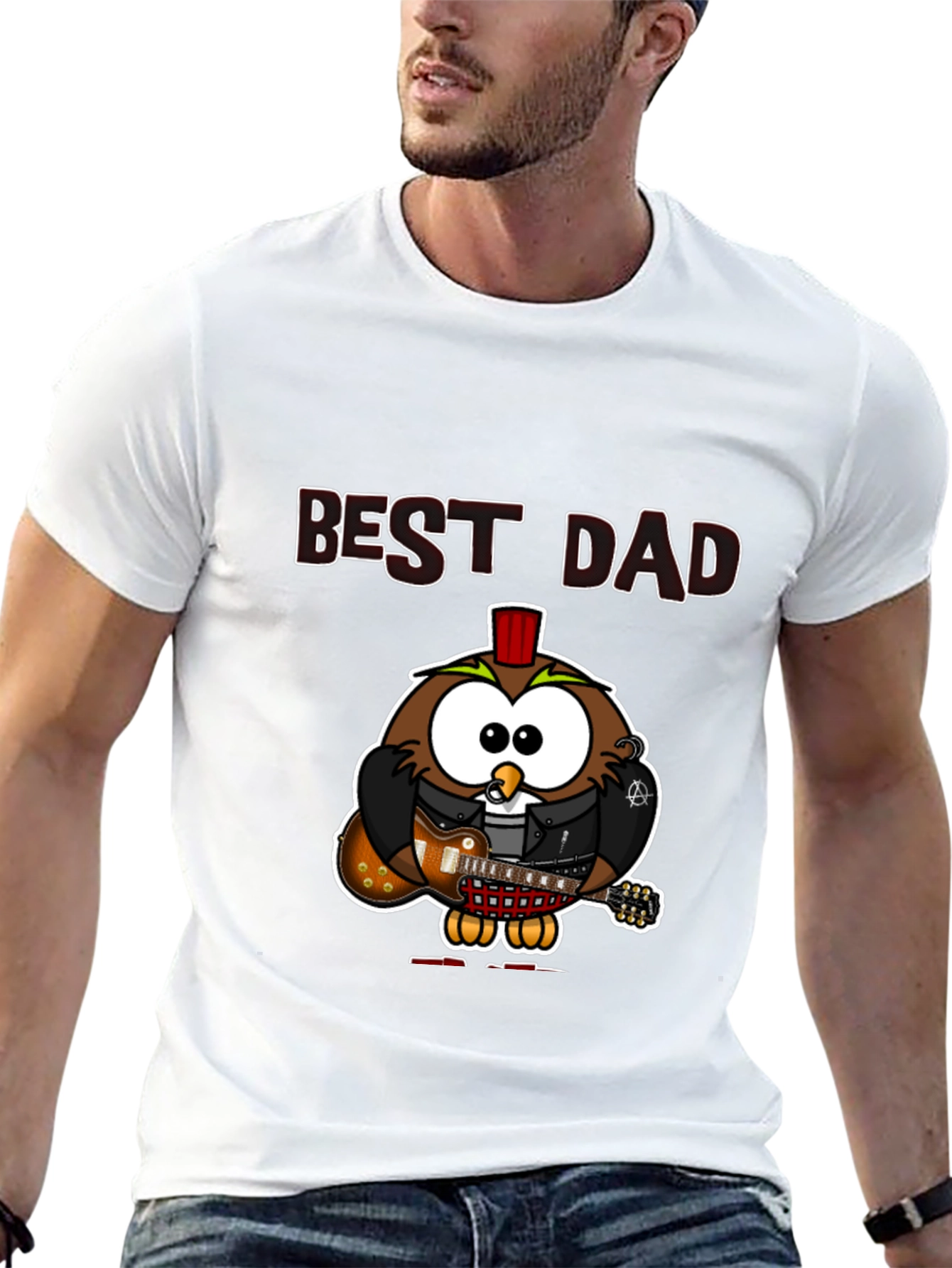 Best Dad Owl Guitar T-Shirt