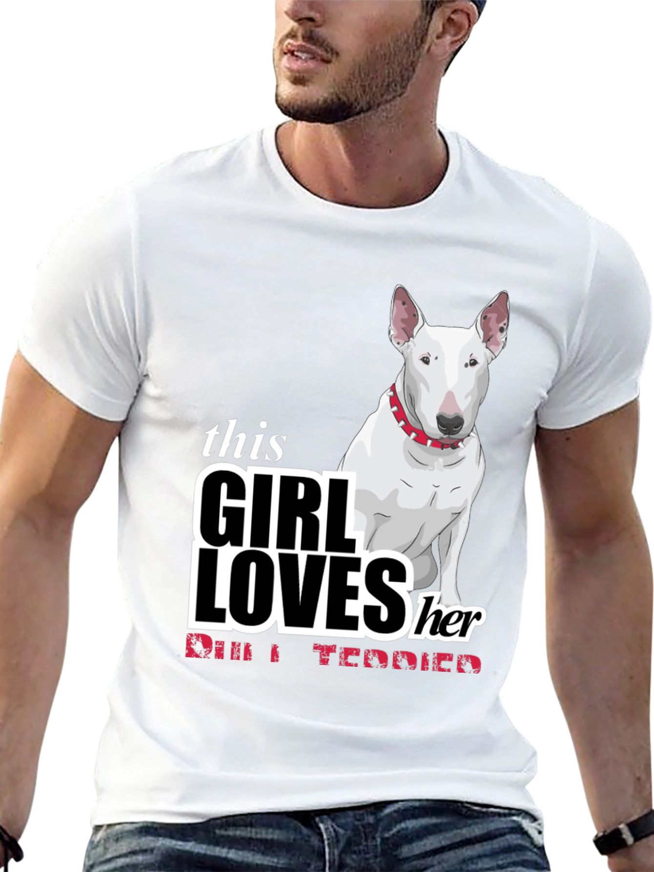 Girl Loves Bull Terrier Black T-Shirt