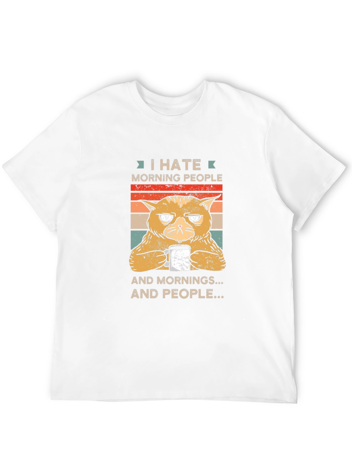 I Hate Morning People Cat Graphic T-Shirt
