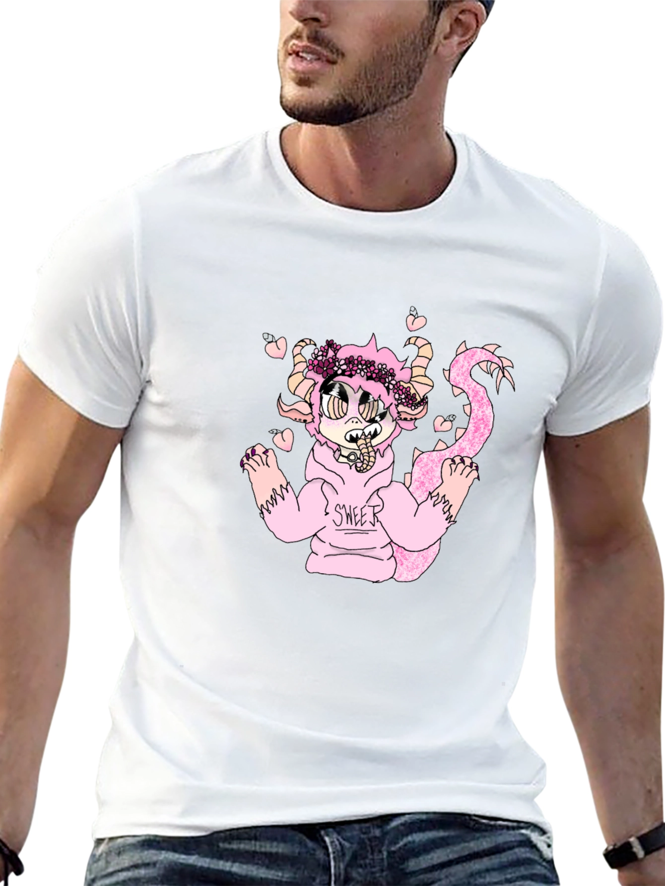 Black T-Shirt with Cute Monster Graphic
