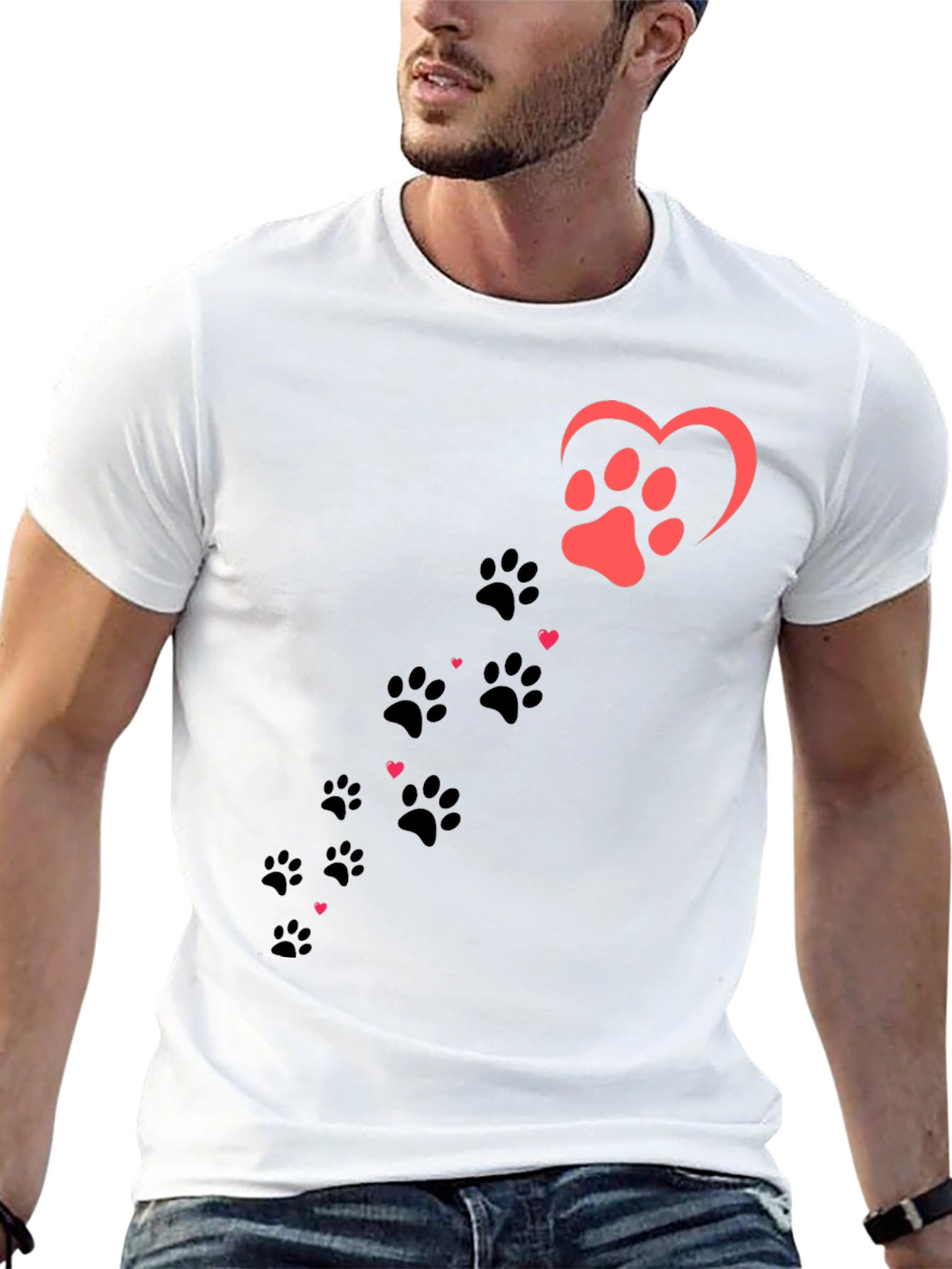 Paw Print Heart T-Shirt - Dog Lover Tee