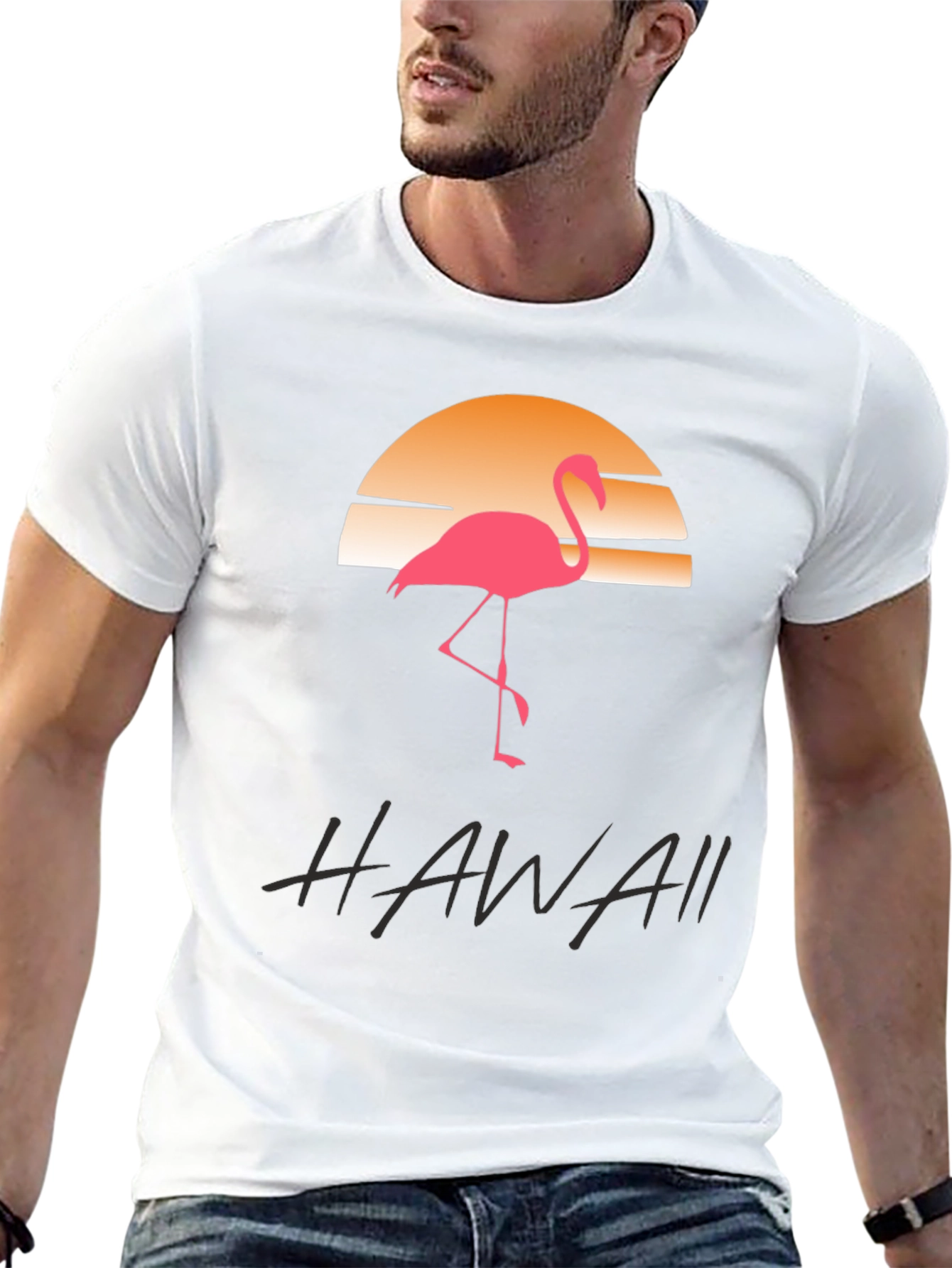 Hawaii Flamingo Sunset Graphic Tee