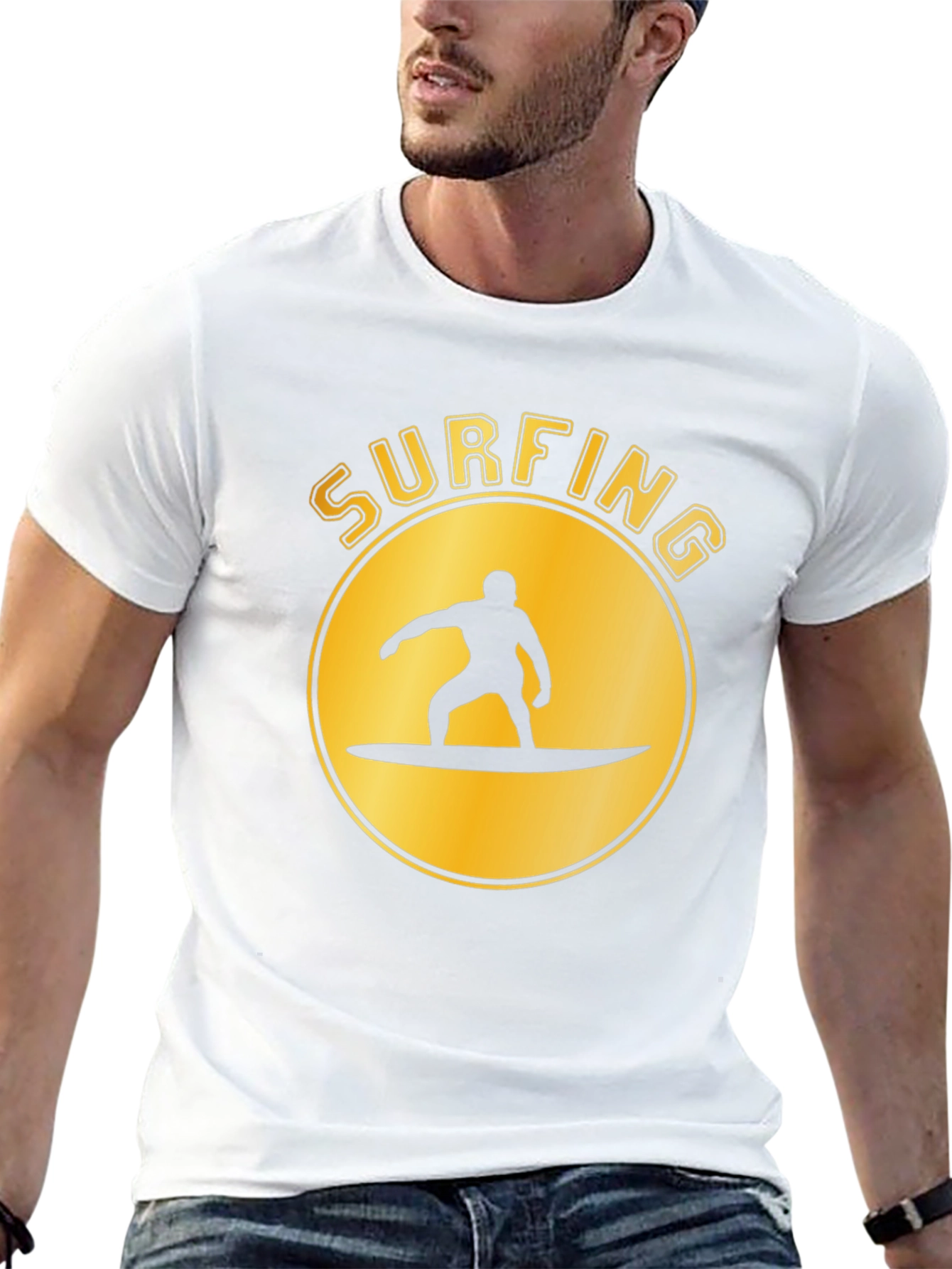Surfing Silhouette T-Shirt - Black Graphic Tee