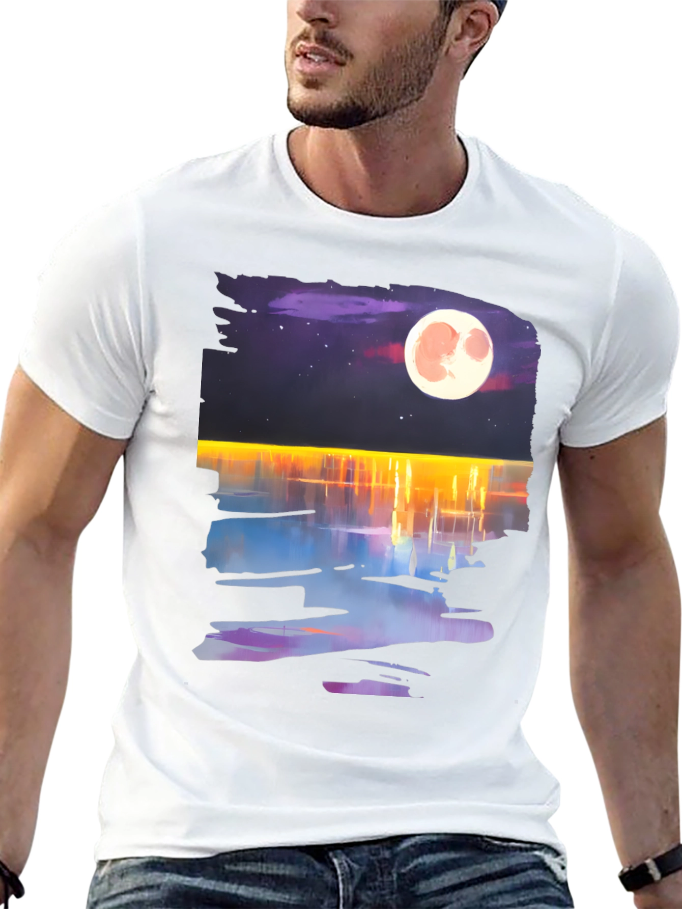 Moonlit Waters Graphic Tee - Mens Black T-Shirt