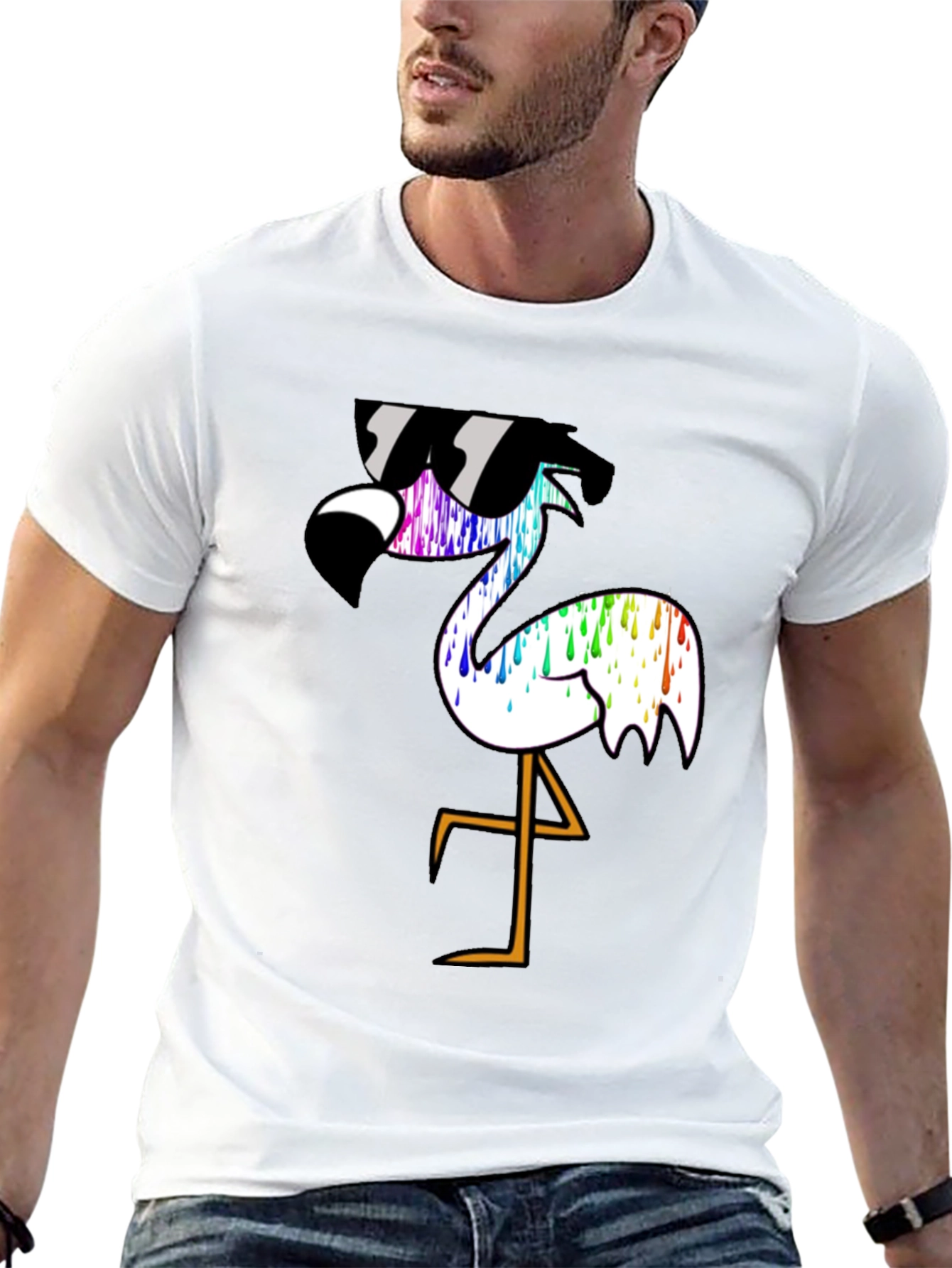 Cool Flamingo Graphic T-Shirt - Black