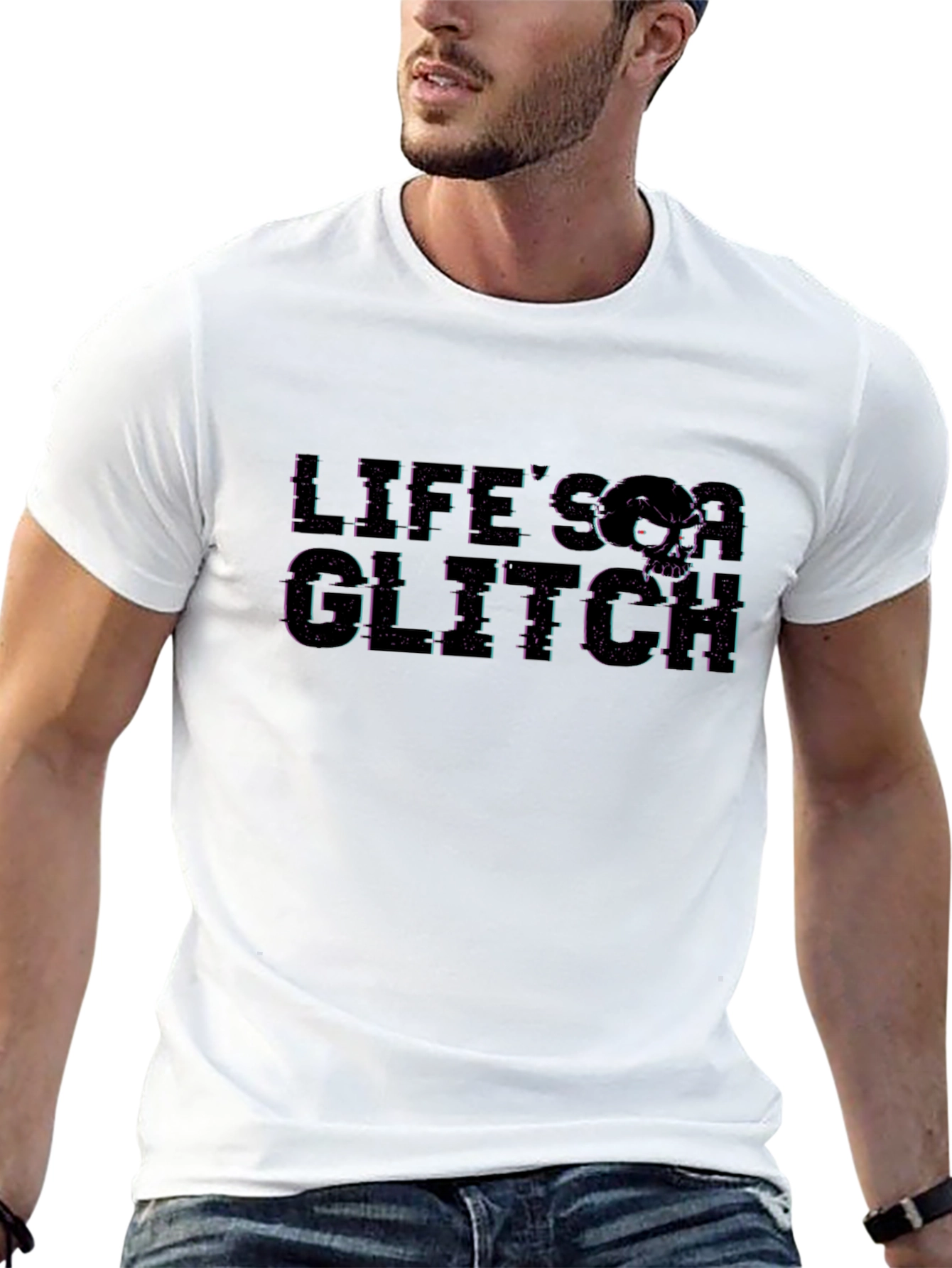 Lifes a Glitch Black Graphic Tee