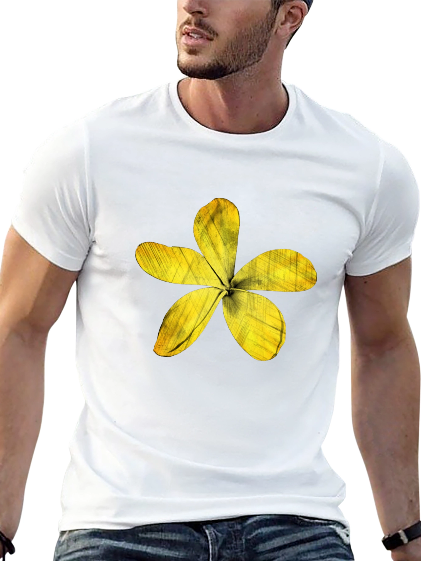 Black T-Shirt with Yellow Flower Design