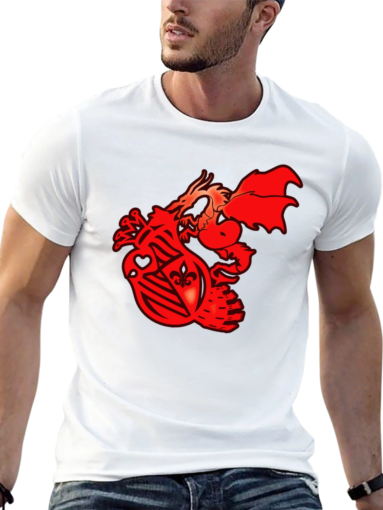 Dragon Crest Graphic Tee - Black Cotton T-Shirt