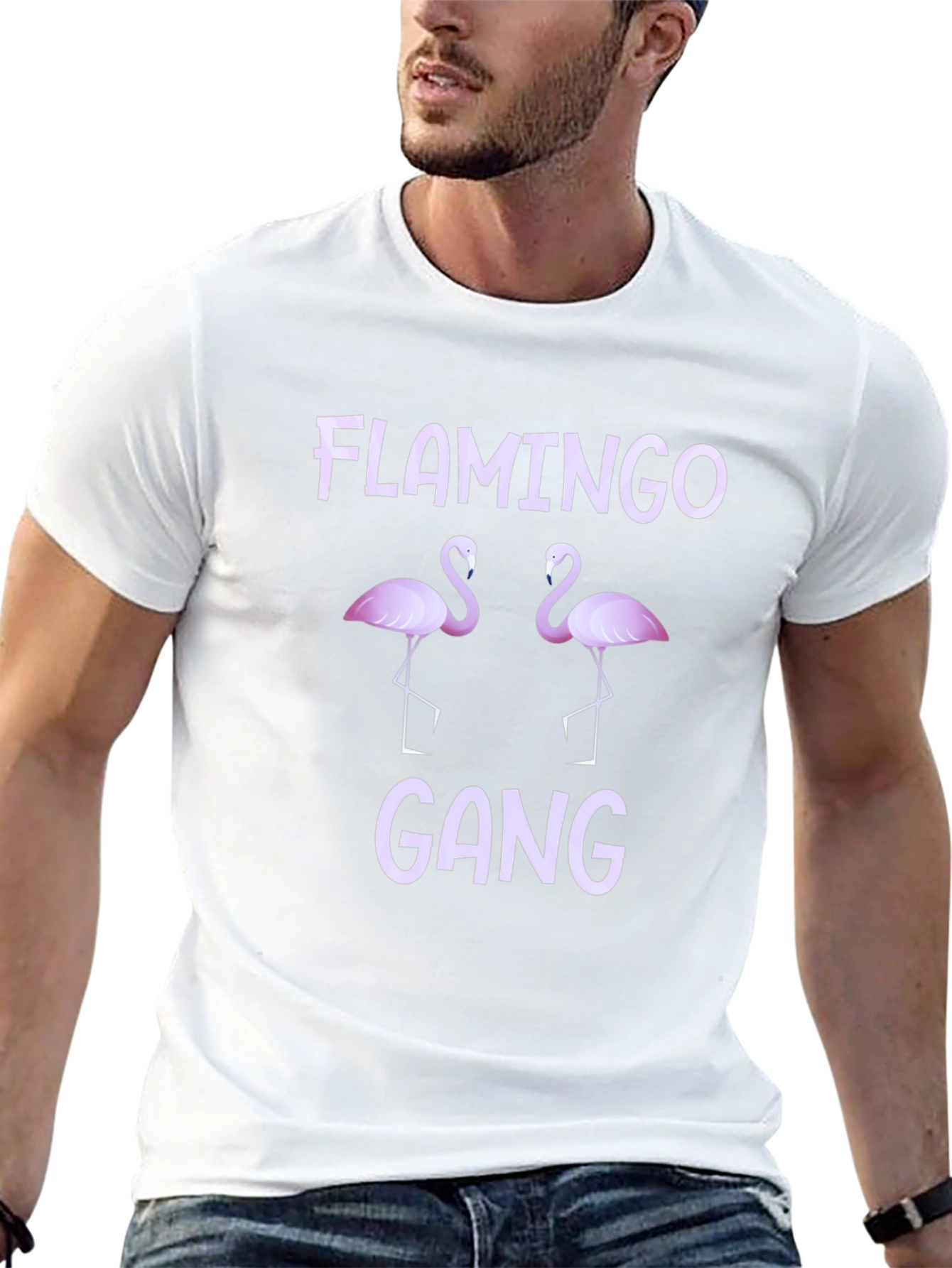Flamingo Gang Graphic Tee - Black Cotton T-Shirt