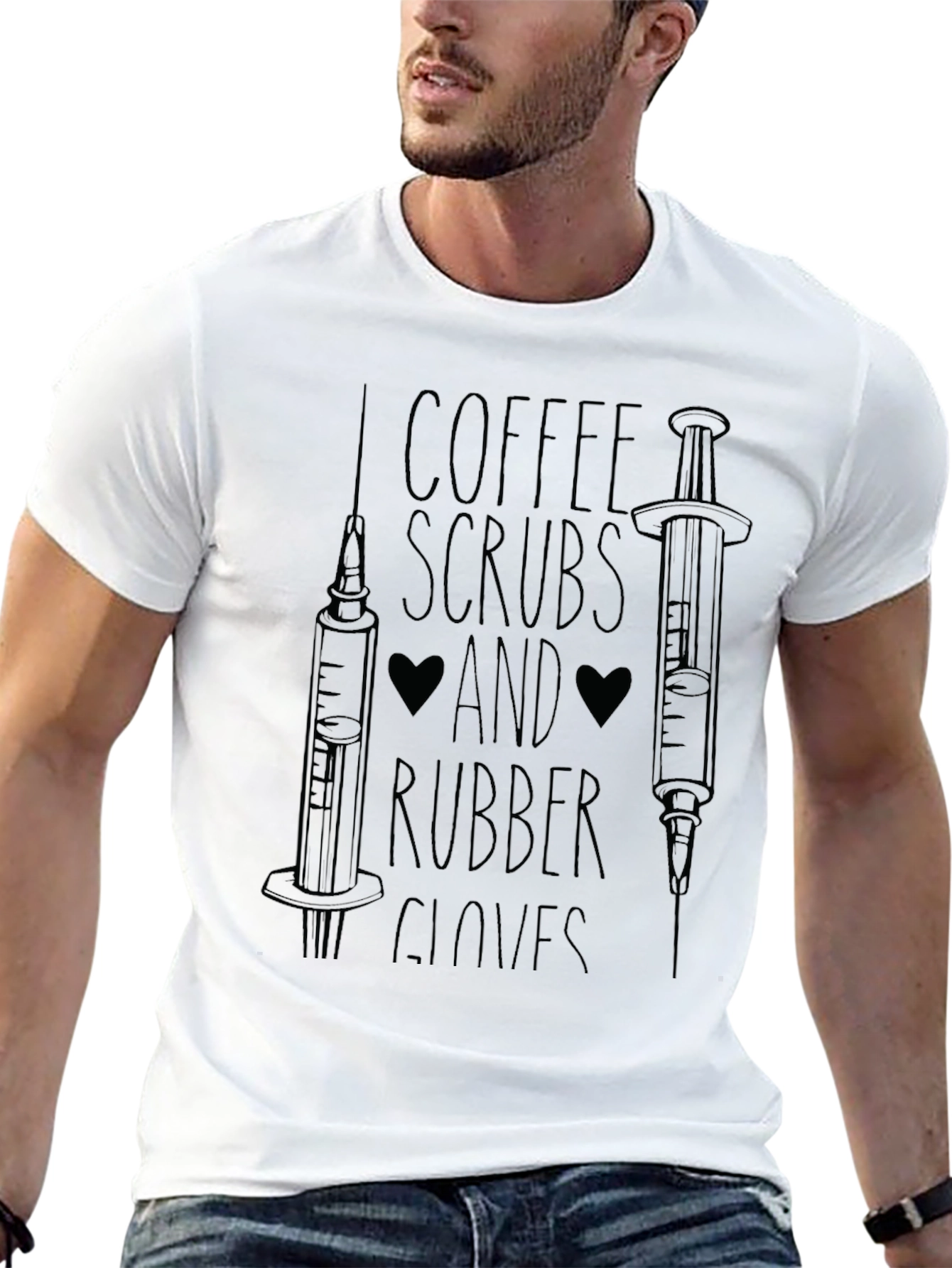 Coffee Scrubs Rubber Gloves Black Graphic Tee