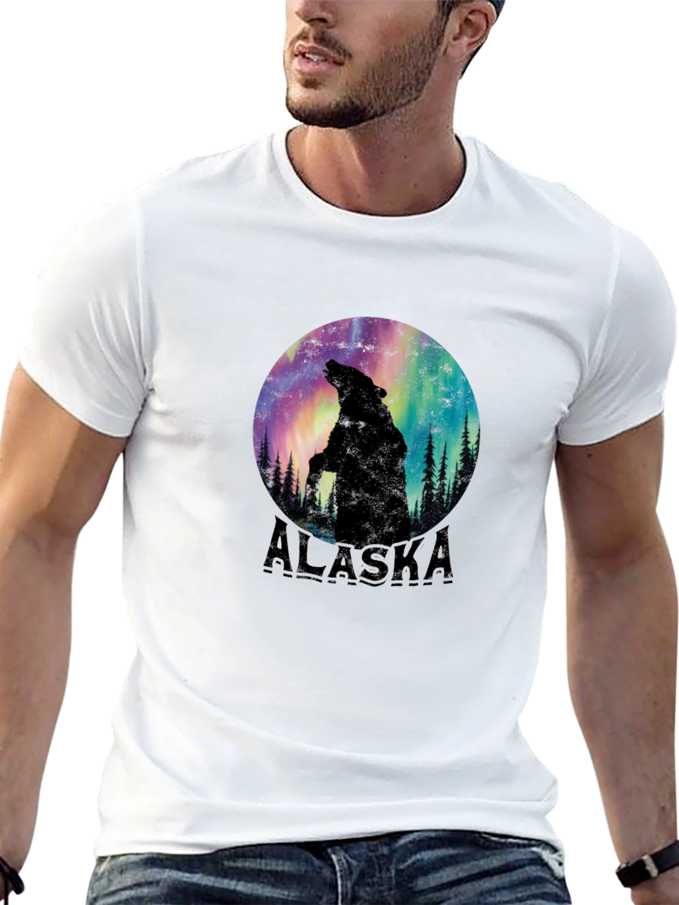 Alaska Bear Silhouette Graphic Tee - Black