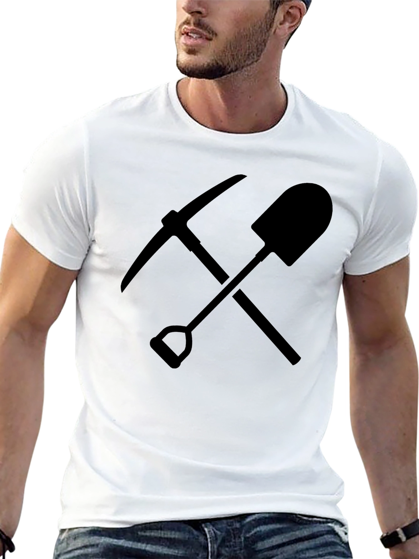 Black Pickaxe and Shovel Graphic Tee
