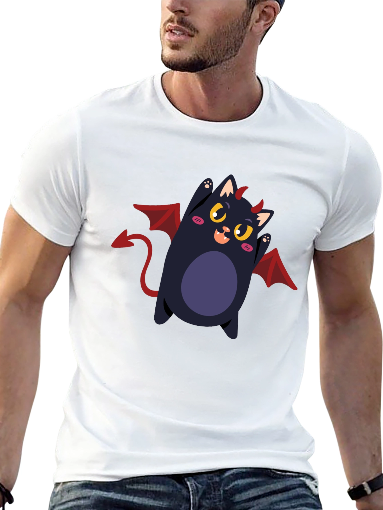 Devil Cat Graphic Tee - Black