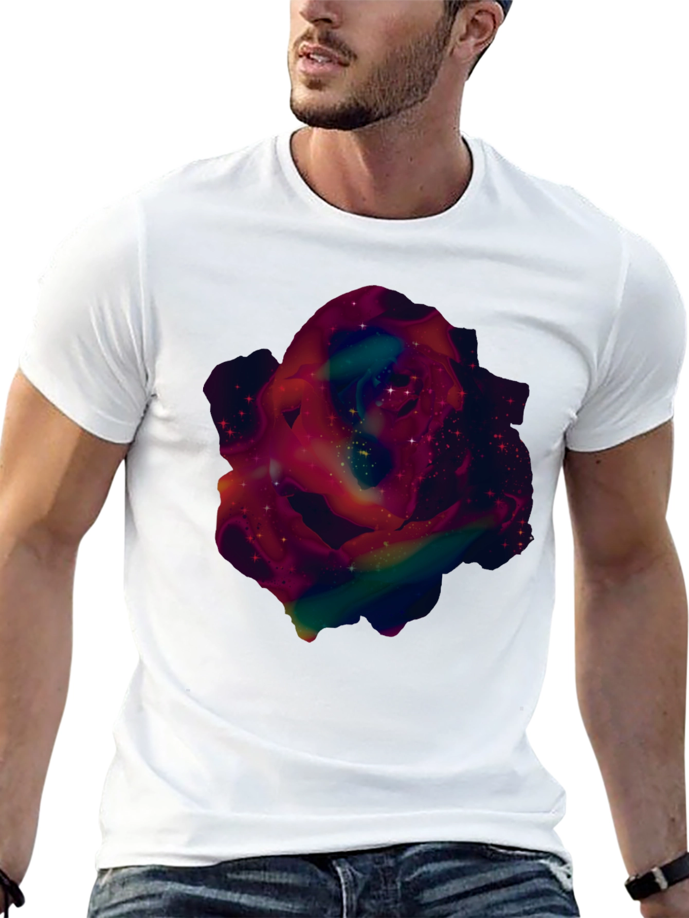 Galaxy Rose Graphic Tee - Mens Black T-Shirt