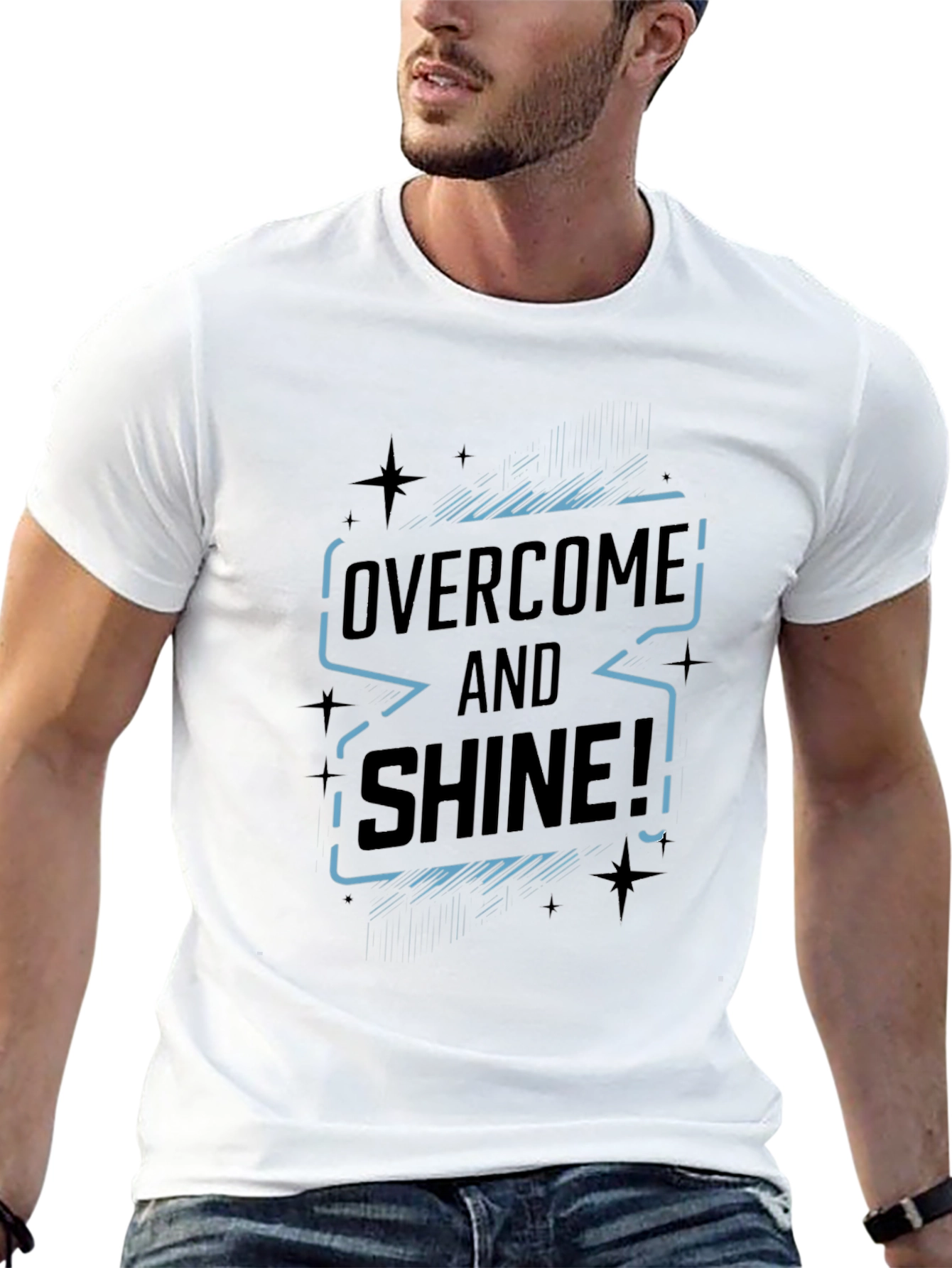 Overcome and Shine Black Graphic T-Shirt