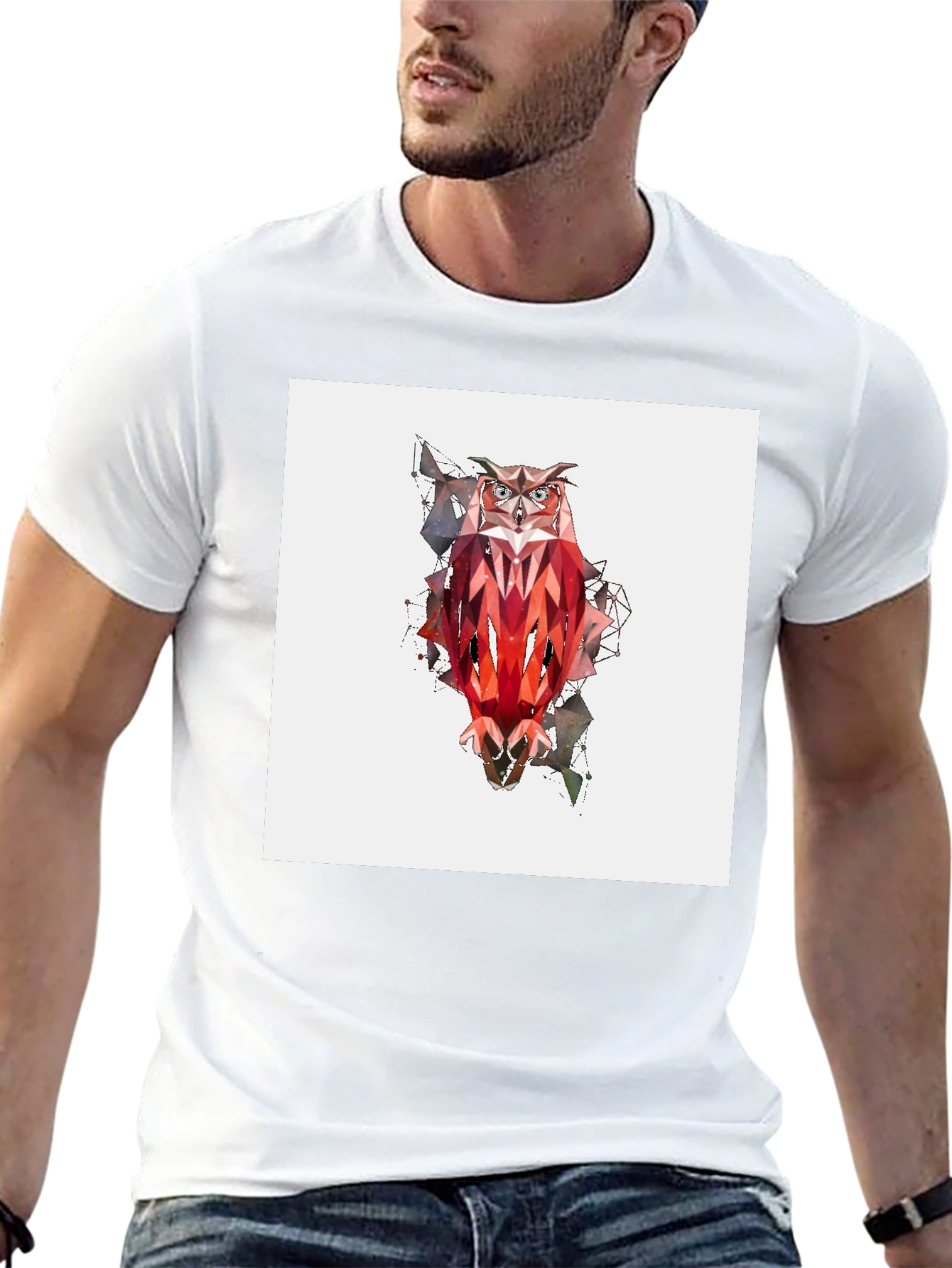 Geometric Owl Graphic Tee - Modern Art Style