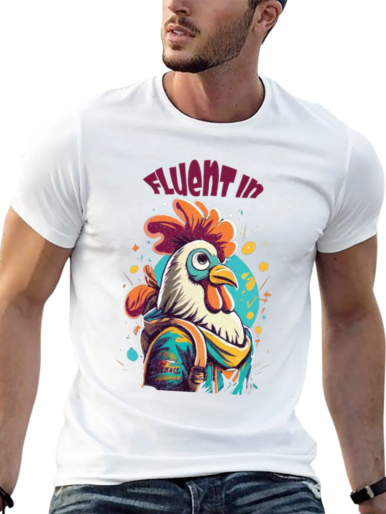 Cool Rooster T-Shirt - Fluent in Cluck!