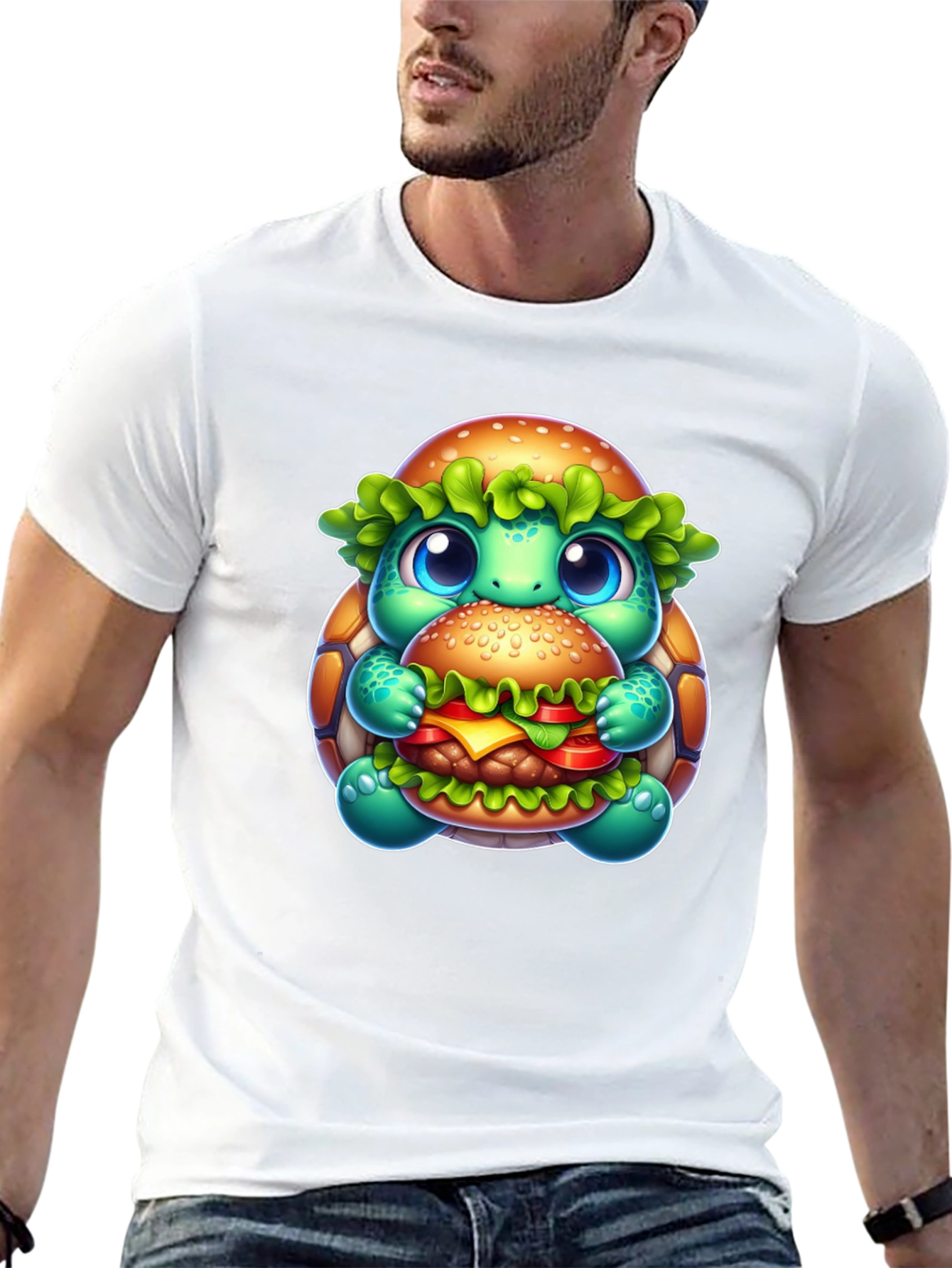 Turtle Burger Graphic Tee - Cute Cartoon Design