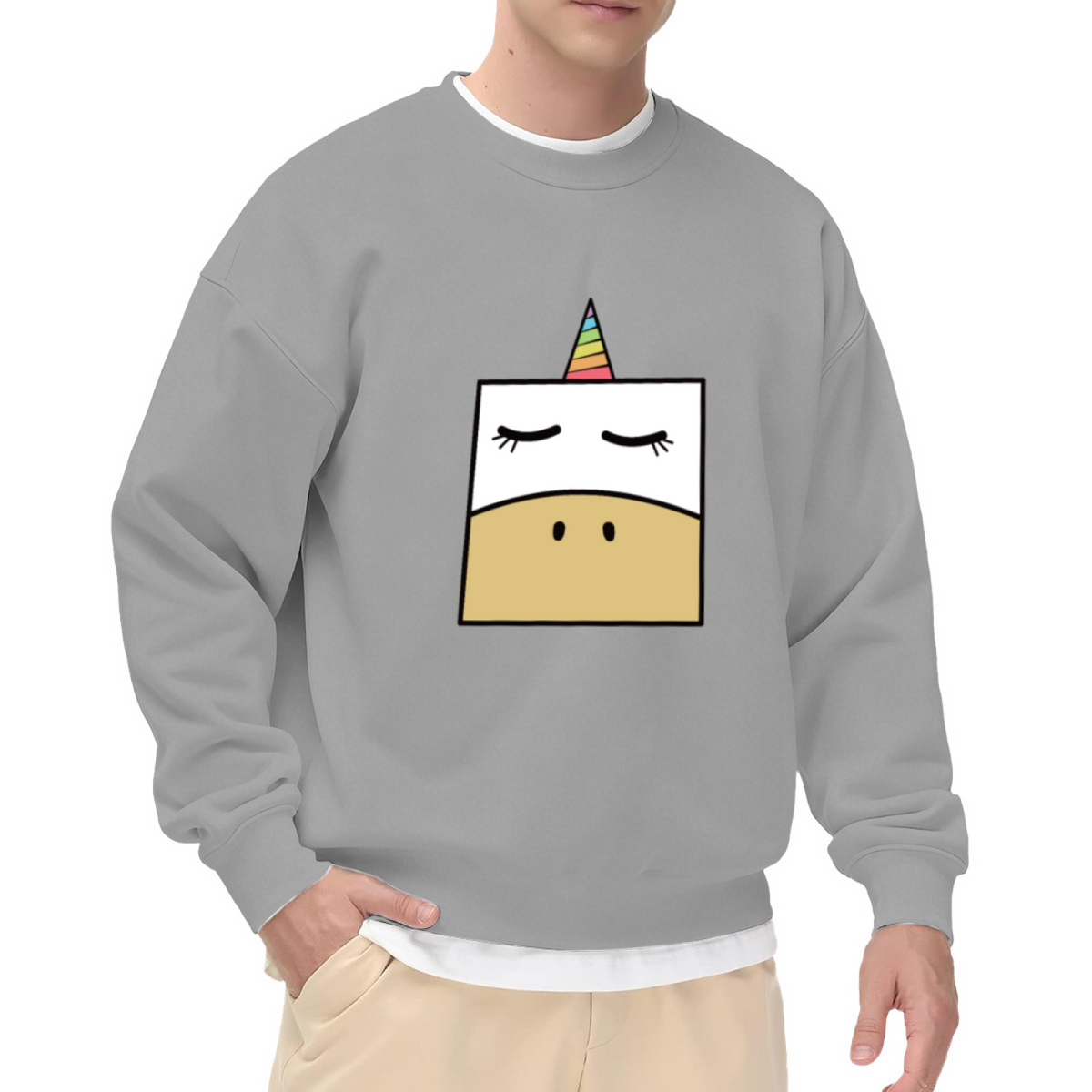 Minimalist Cute Cat & Rainbow Graphic ԲÁìÎÀÒ - Unique Design Pullover Sweatshirt