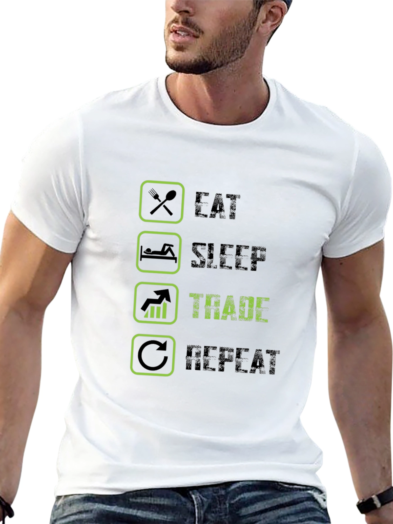 Eat Sleep Trade Repeat Graphic T-Shirt