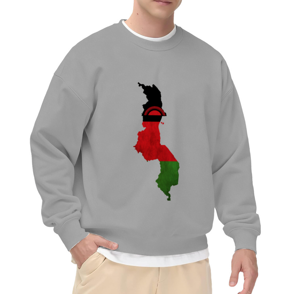 Malawi Flag Map Design - Crewneck Sweatshirt | Malawi, African Pride, Cultural Gift