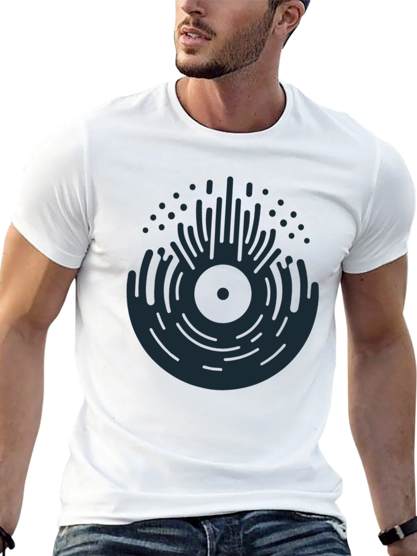 Abstract Vinyl Record Graphic T-Shirt