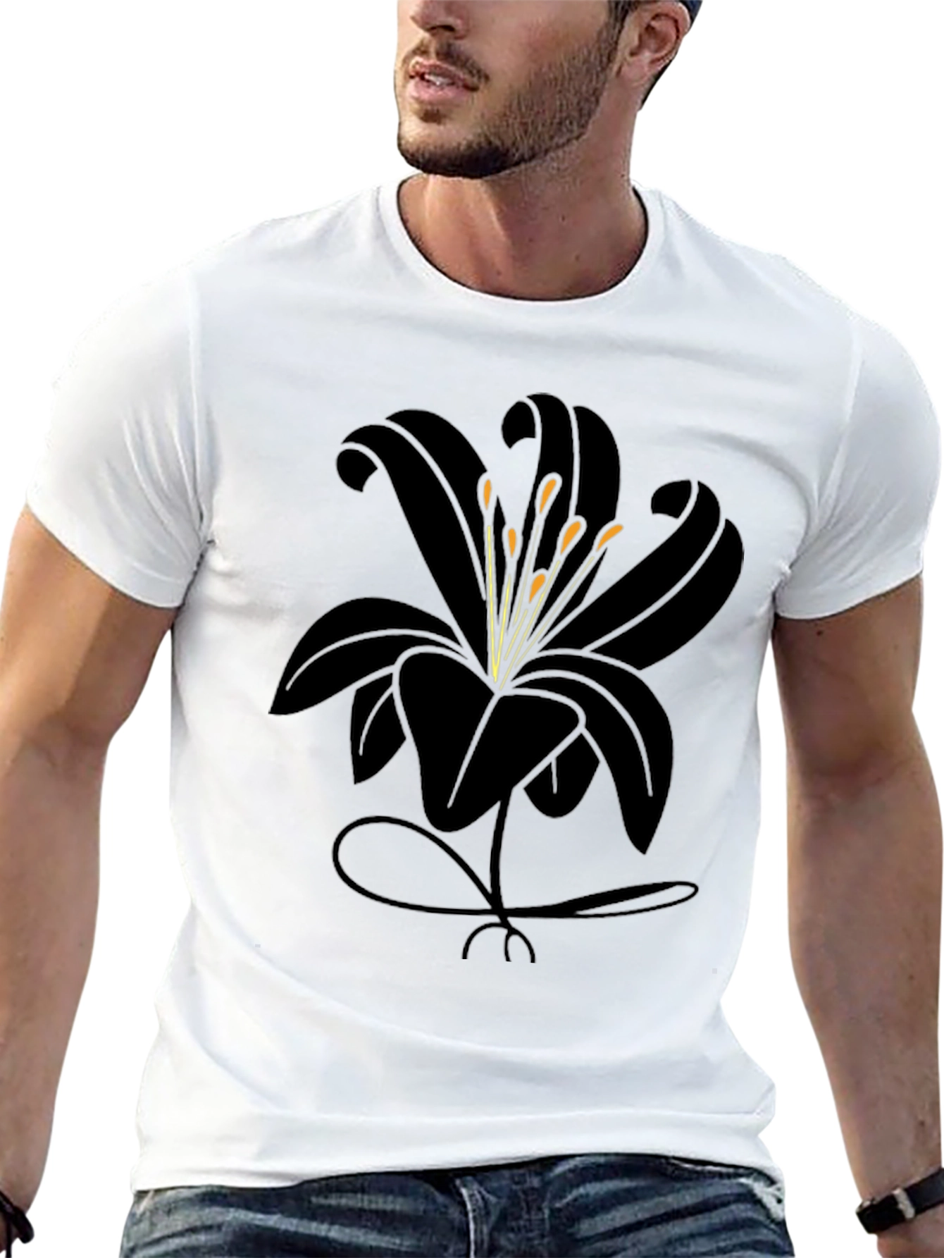 Black Lily Graphic Tee - Stylish Mens Casual Shirt
