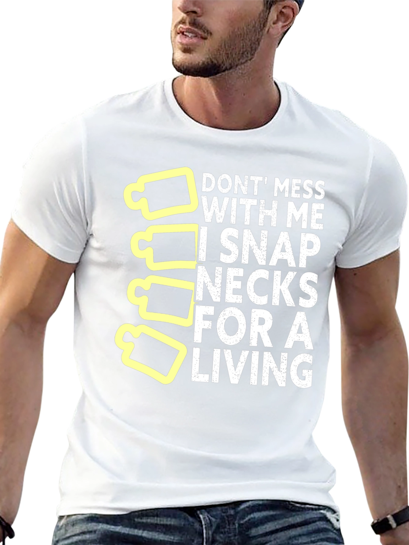 Snap Necks For Living Funny Graphic T-Shirt