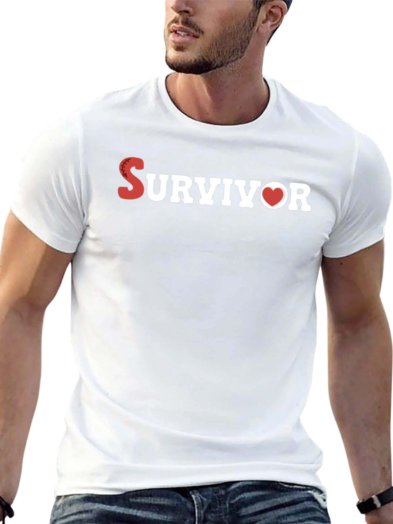 Survivor Heart Graphic T-Shirt - Black