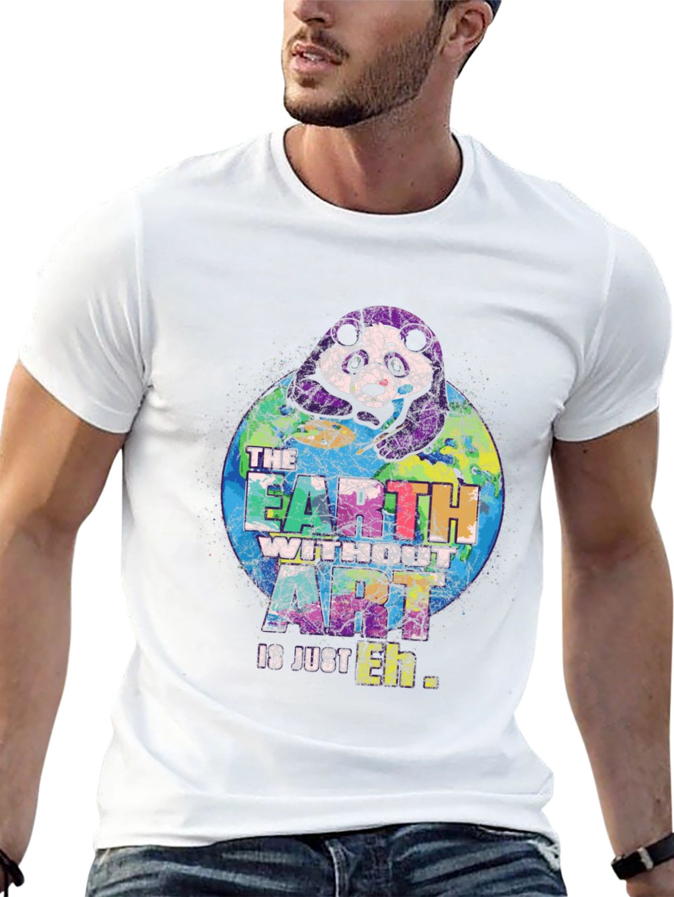 Art Lovers Panda Earth Graphic T-Shirt