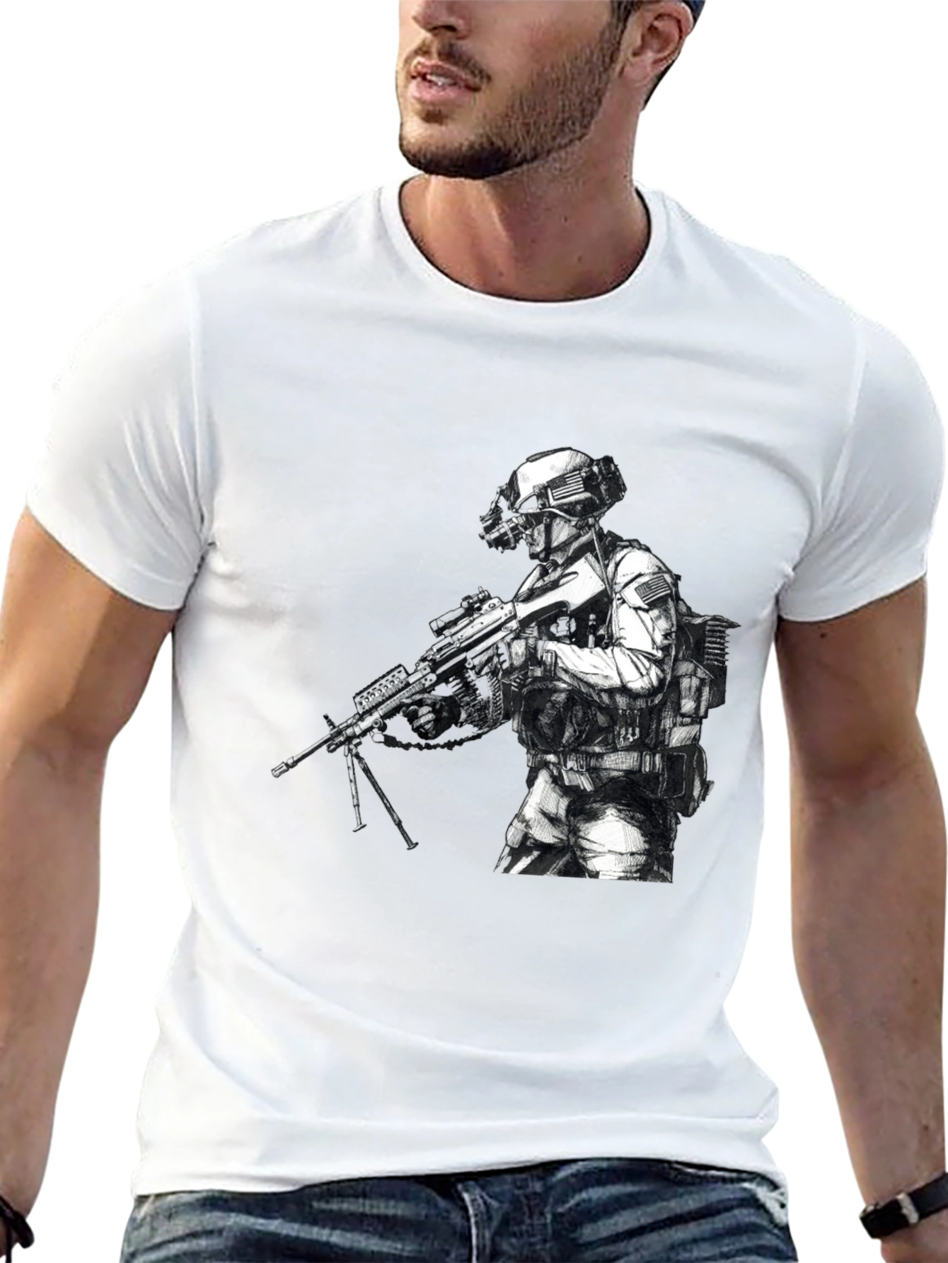 Tactical Soldier Graphic T-Shirt - Black