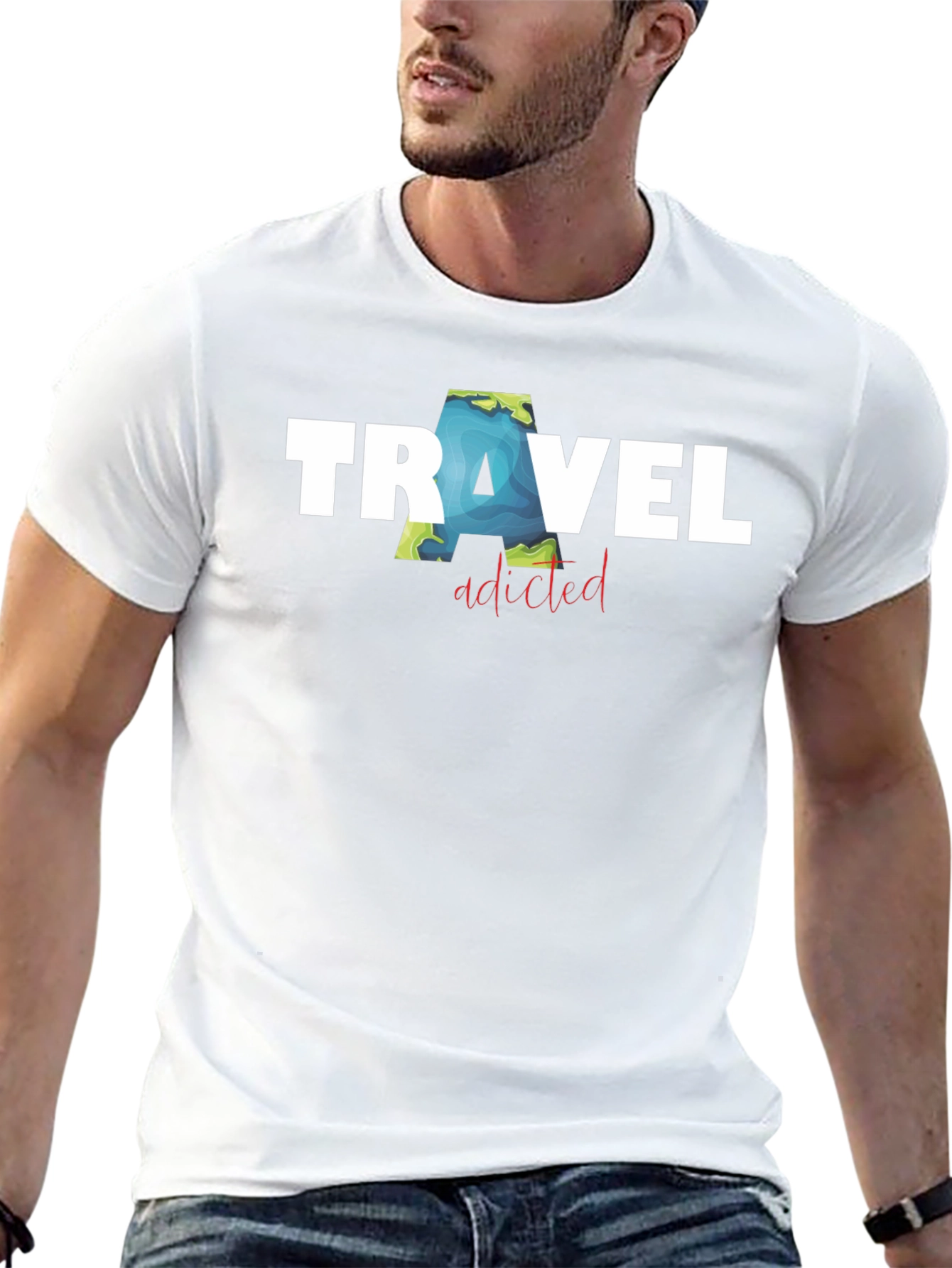 Travel Addicted Black T-Shirt